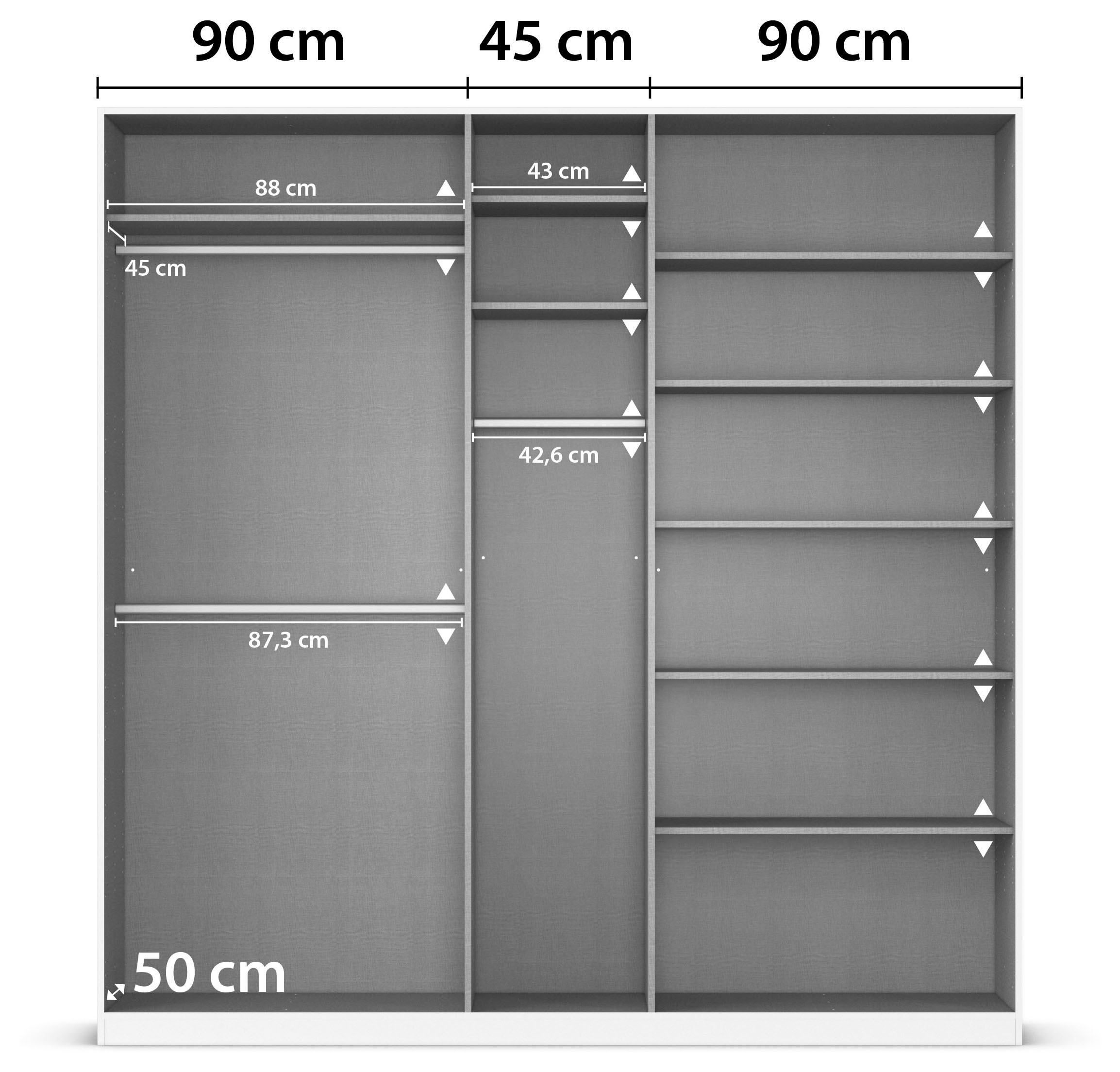 rauch Drehtürenschrank »Kleiderschrank Schrank Garderobe AGORDO TOPSELLER Schlafzimmer«, (in zwei Griff-Farben mit Dekor- oder Hochglanzfront), durchdachte Innenausstattung, in 6 Breiten und 2 Höhen MADE IN GERMANY