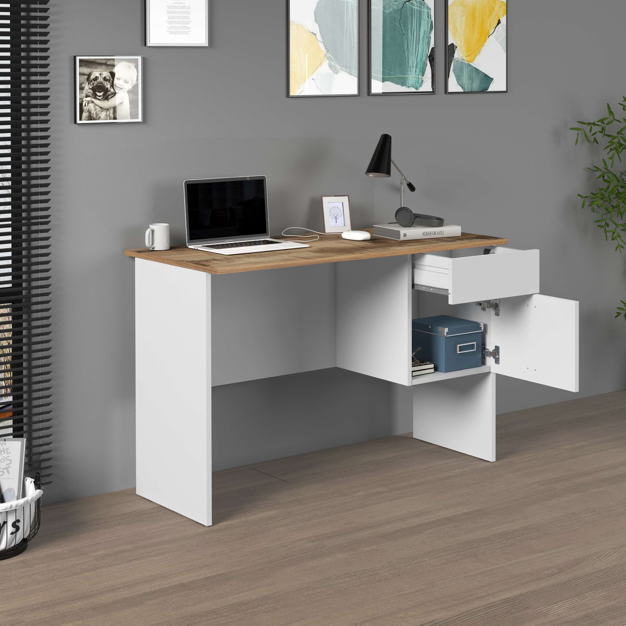 INOSIGN Schreibtisch »Sunrise, kleiner Computertisch, Bürotisch«, mit 1 Tür & 1 Schublade, Tischplatte Breite 110 cm, Made in Italy