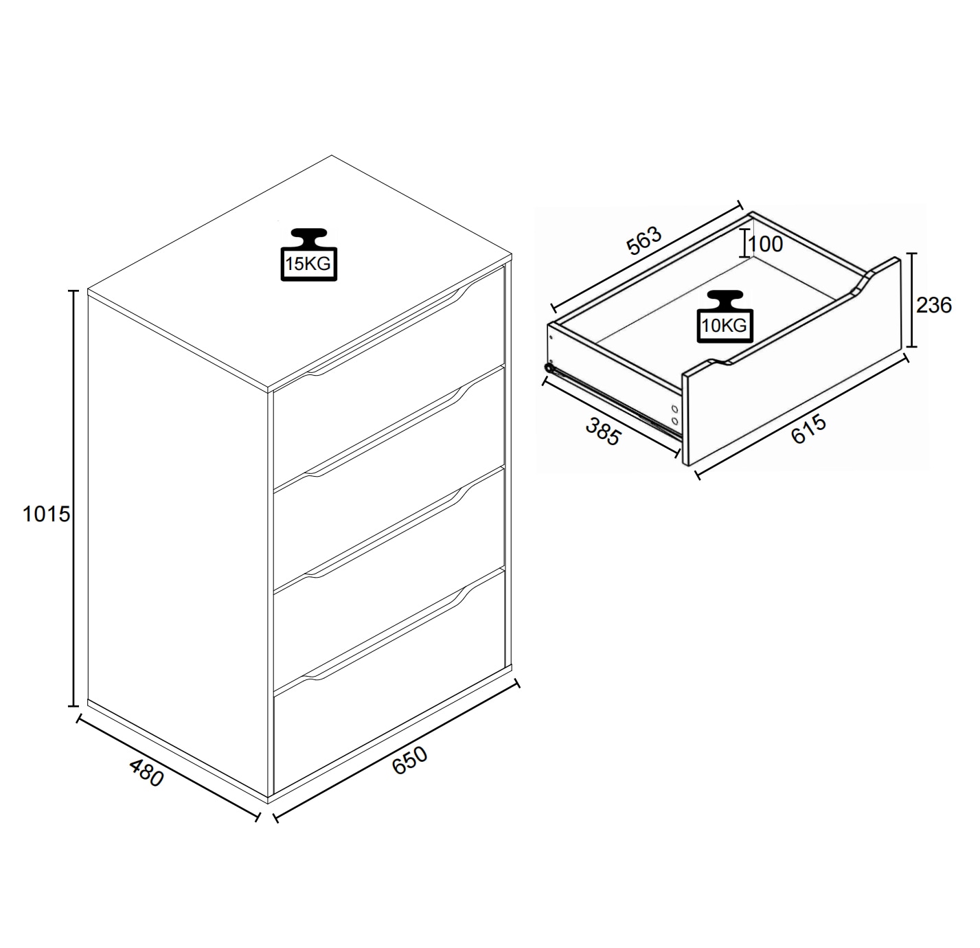 VCM Kommode »Sideboard Kommode Nachttisch Schublade Malira XL« 1 Stk. tlg.
