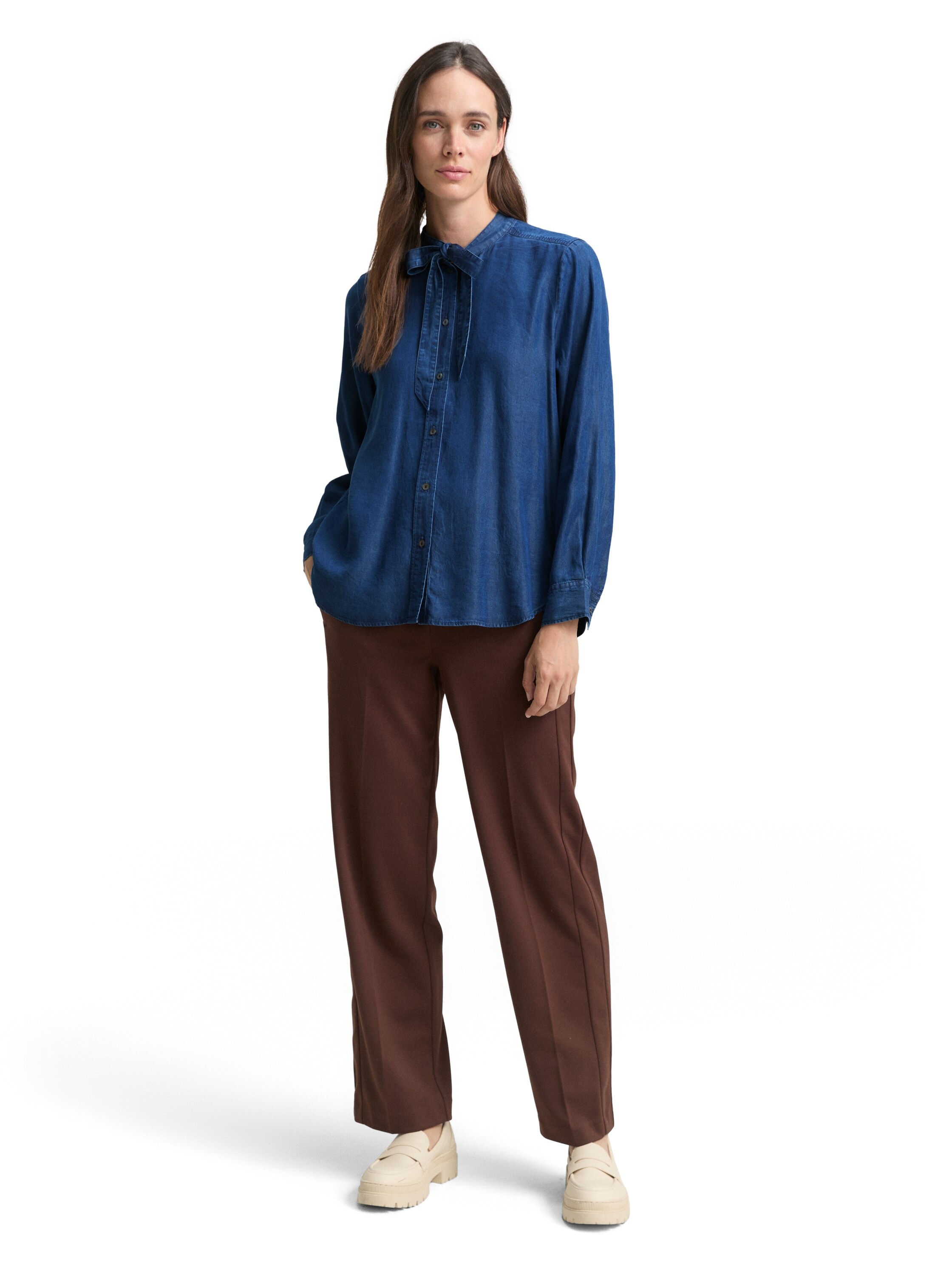 TOM TAILOR Hemdbluse mit Schleife am Kragen