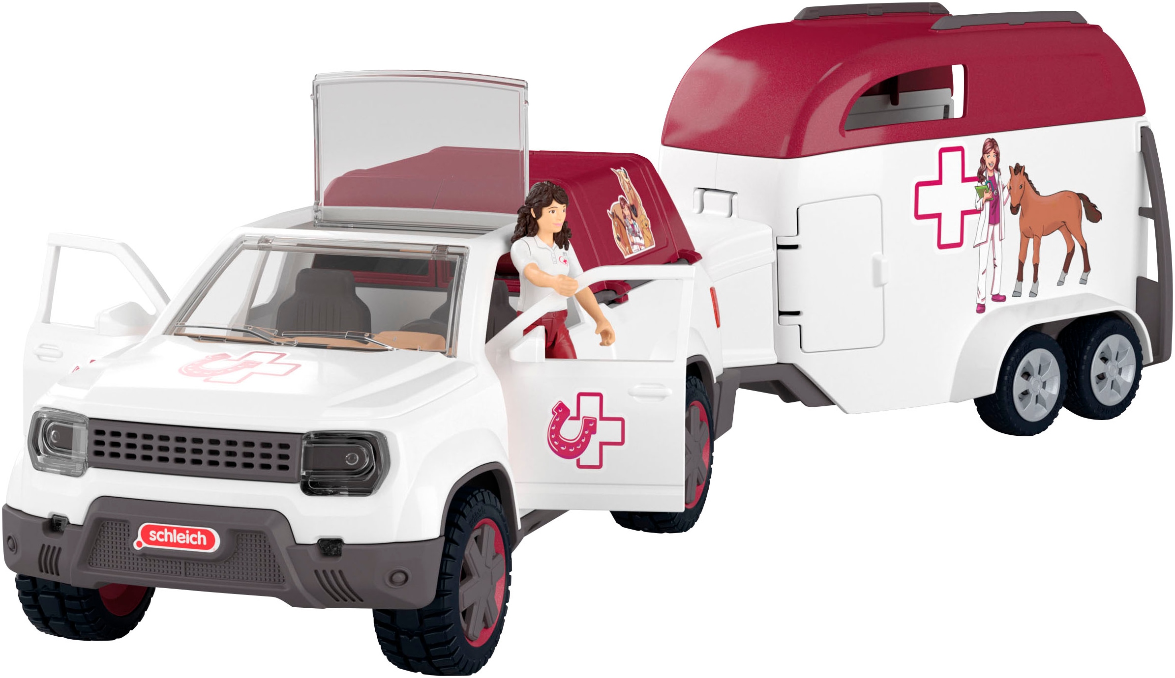 Schleich® Spielzeug-Auto »HORSE CLUB, Mobile Tierärztin mit Anhänger (42704)«, Made in Europe