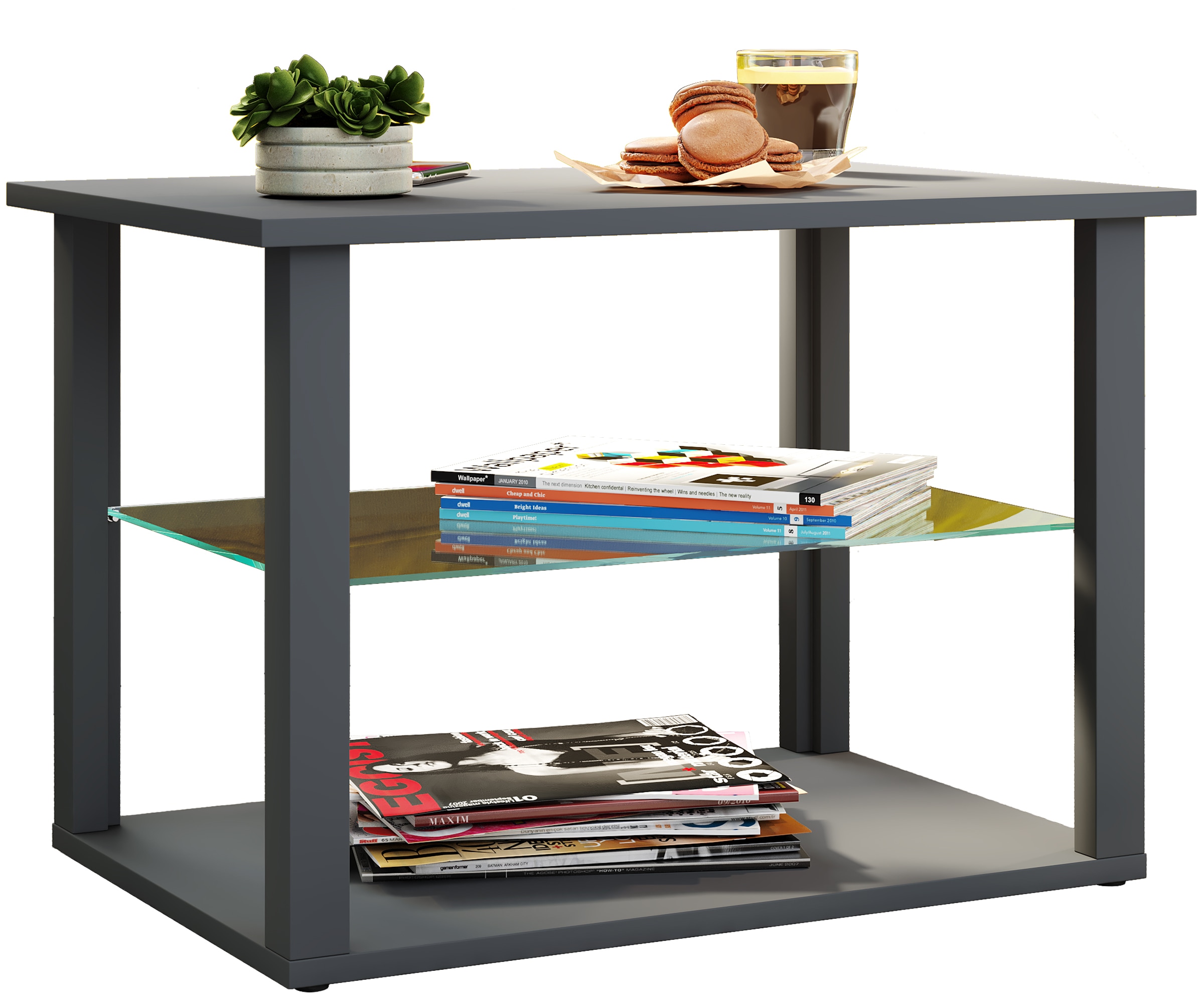 VCM Couchtisch "Holz Sofatisch Couchtisch Glas Tisch Wanilo M" 1 Stk. tlg.