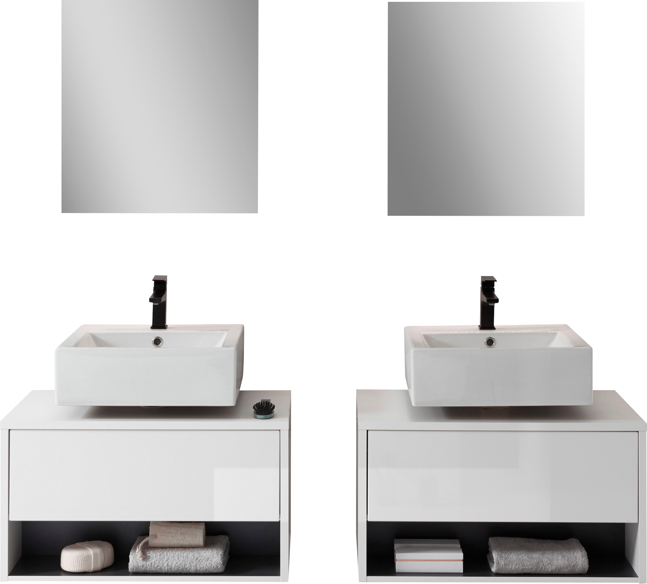 PLACES OF STYLE Badmöbel-Set »Studio Line, Bad im modernen Design, 6-teiliges Badezimmer« 6 Stk. tlg.