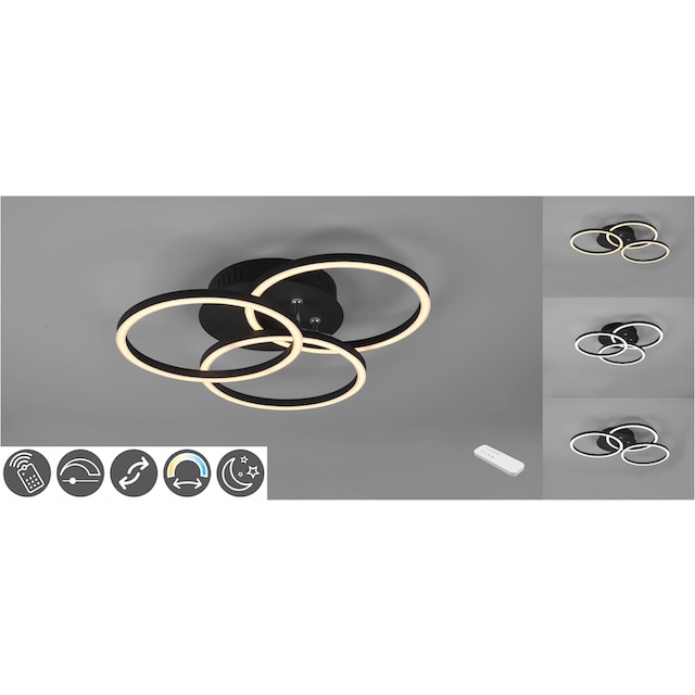 TRIO Leuchten LED Deckenleuchte »Circle«, 1 flammig-flammig, Deckenlampe  schwarz matt mit schwenkbaren Ringen / inkl. Fernbedienung online kaufen |  mit 3 Jahren XXL Garantie