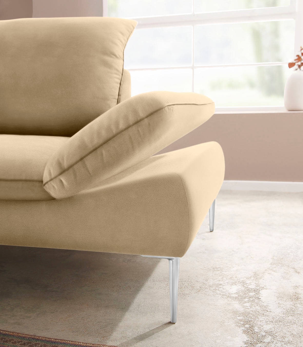 W.SCHILLIG Ecksofa »enjoy&MORE, Designsofa, elegant und bequem, L-Form«, mit Sitztiefenverstellung, Füße Chrom glänzend, Breite 294 cm