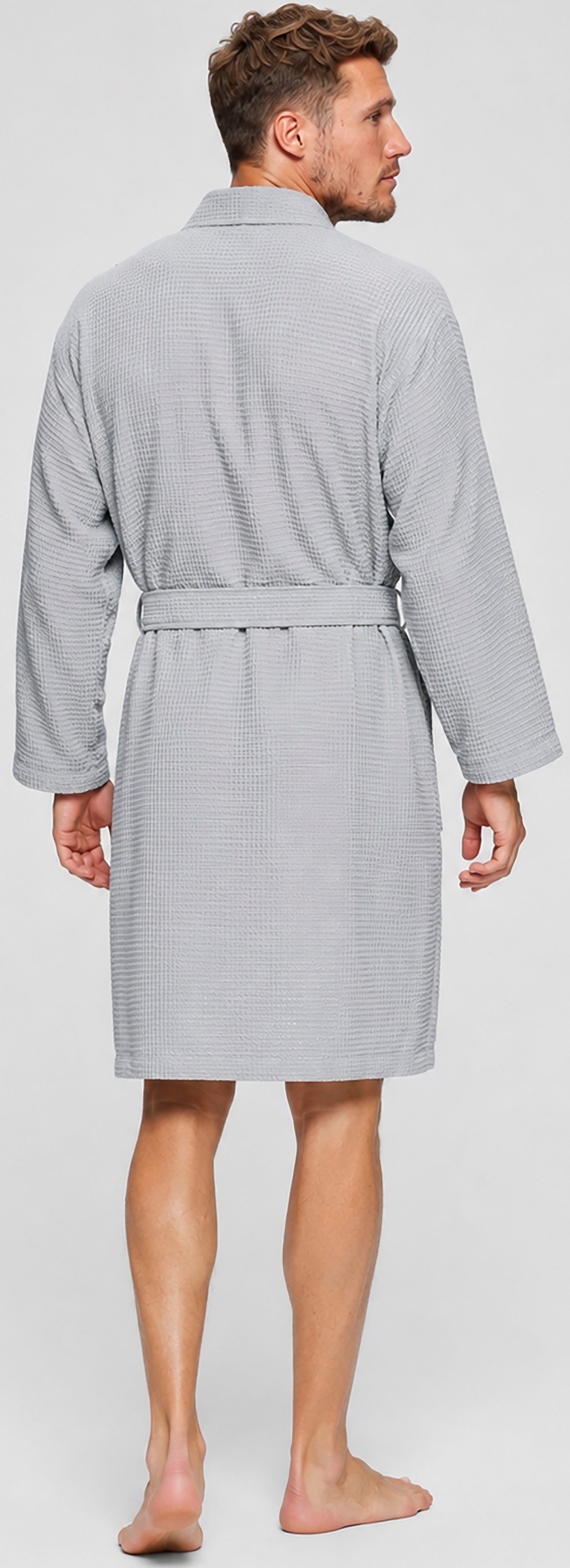 OTTO home Unisex-Bademantel »Nora, ideal für Sauna & Spa, Hotelbademantel, Morgenmantel« 1 Stk. Damen & Herren, Kimono-Kragen, Waffelpiqué, Baumwolle, Reisebademantel