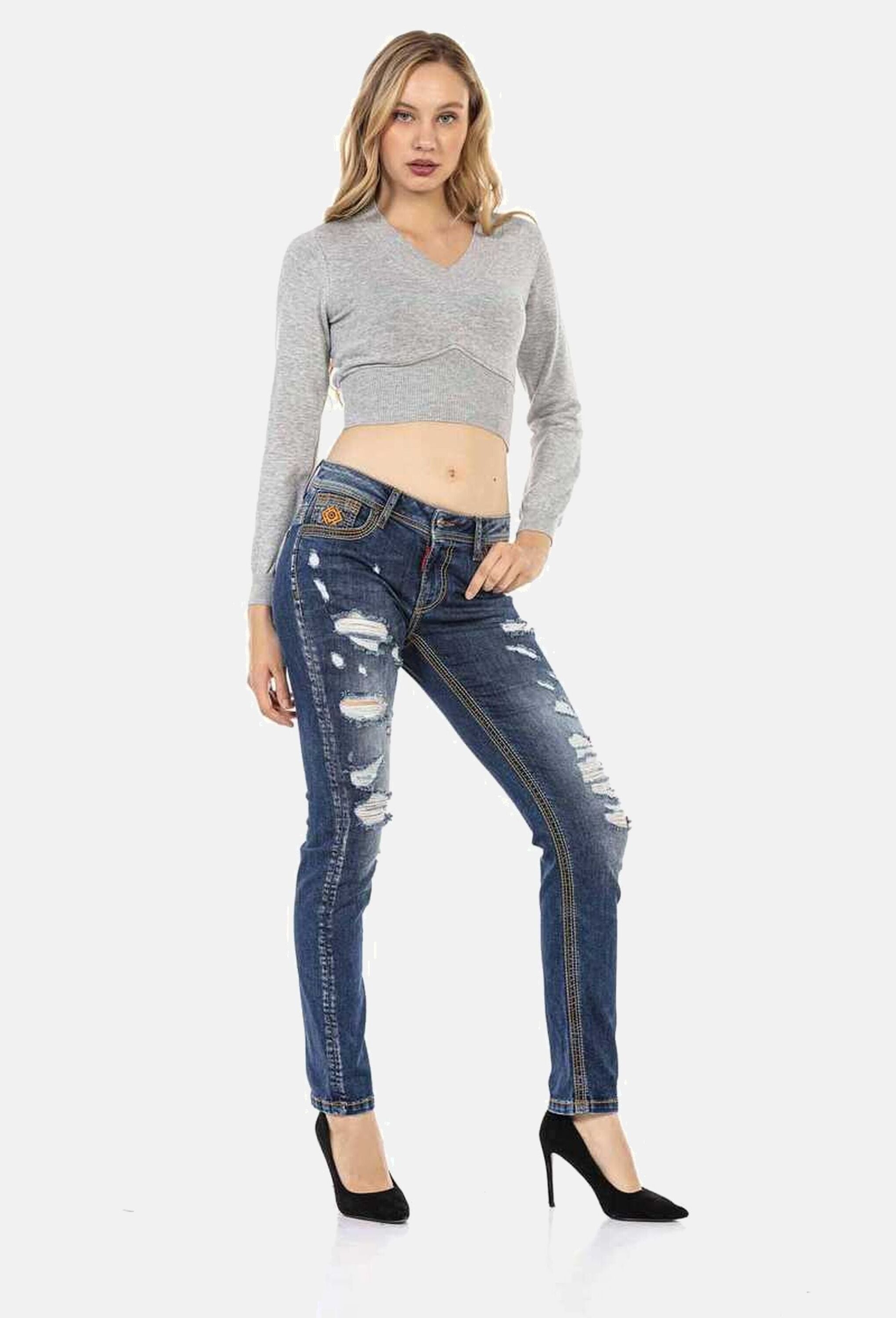 Cipo & Baxx Slim-fit-Jeans »Cipo & Baxx Jeans« in knalligem Design, WD455
