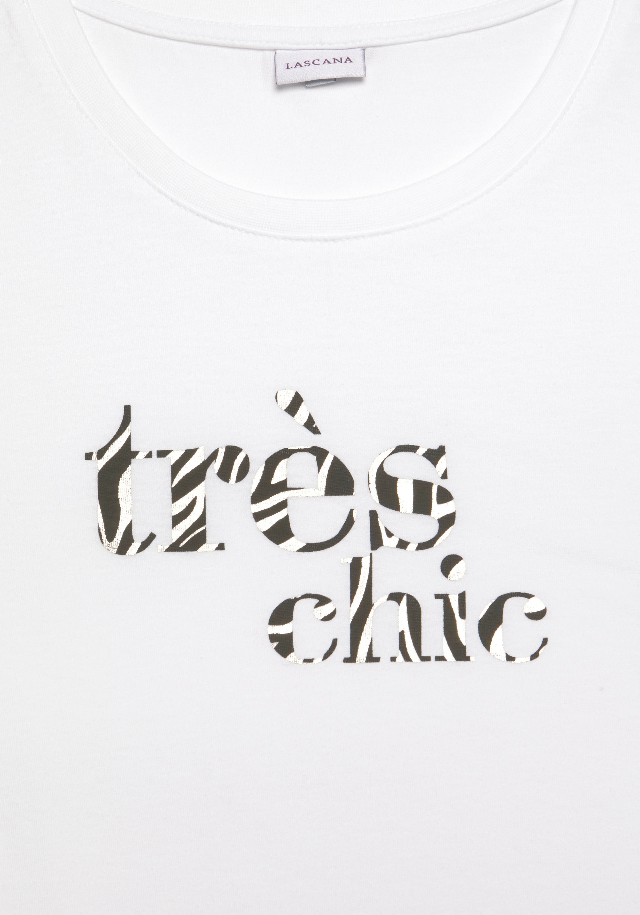 LASCANA T-Shirt, mit Baumwolle, Kurzarmshirt Print, ♕ casual-chic bei aus