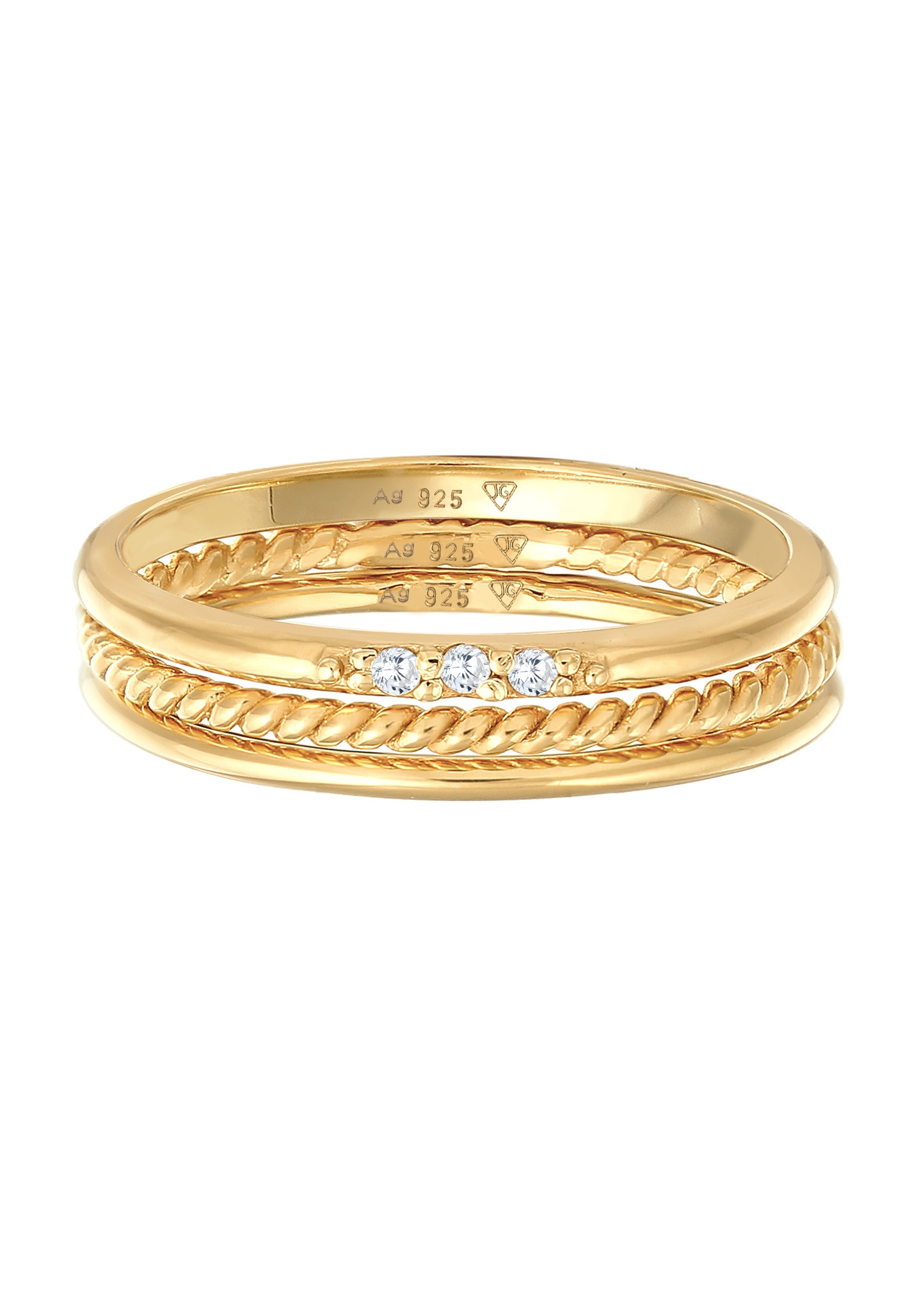 Elli Ring-Set »Ring Zirkonia Kordel Basic Stapel (3 tlg.) 925 Silber«