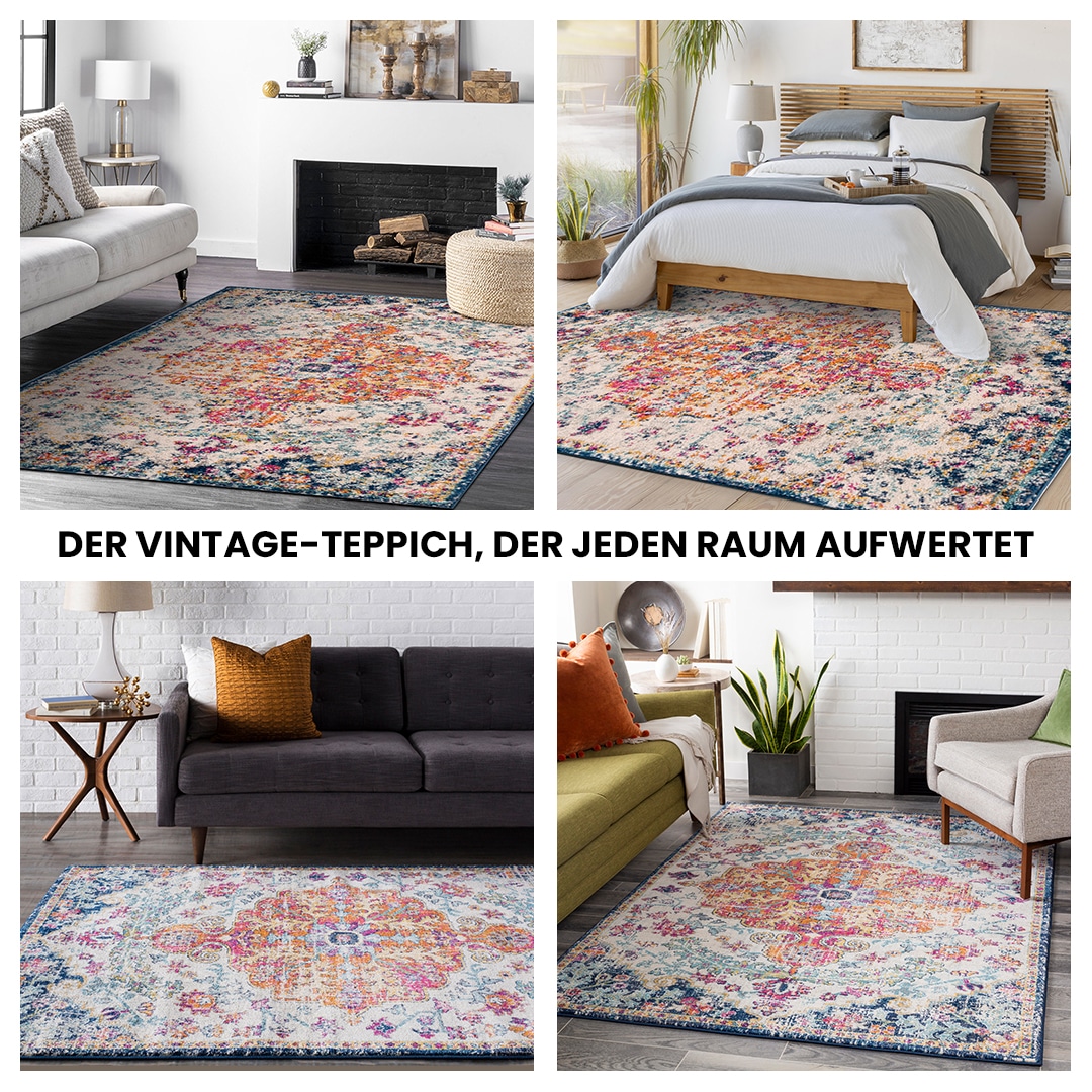 Livabliss Teppich »MUNICH«, rechteckig, 12 mm Höhe, Vintage Orientteppich, Traditional Kurzflor Boho Wohnzimmerteppich