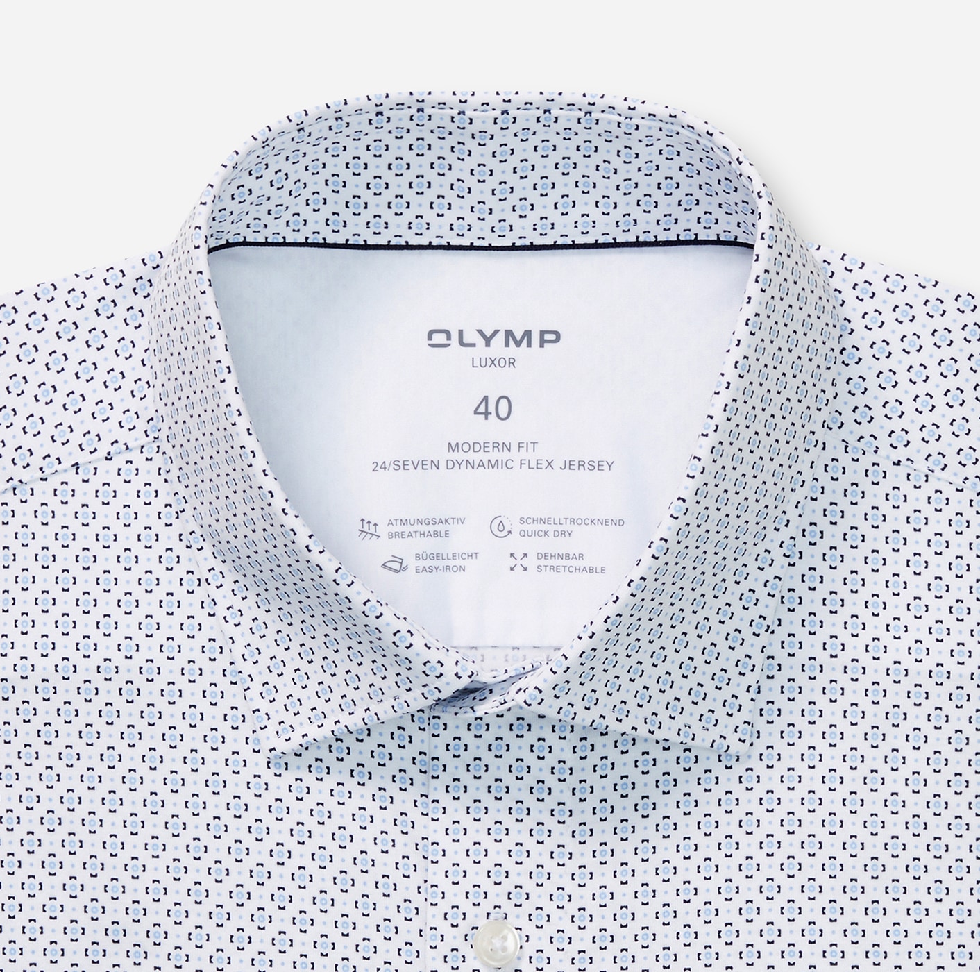 OLYMP Langarmhemd »Luxor 24/Seven modern fit« Atmungsaktiv, gemustert, modern fit, Jersey, Businesshemd