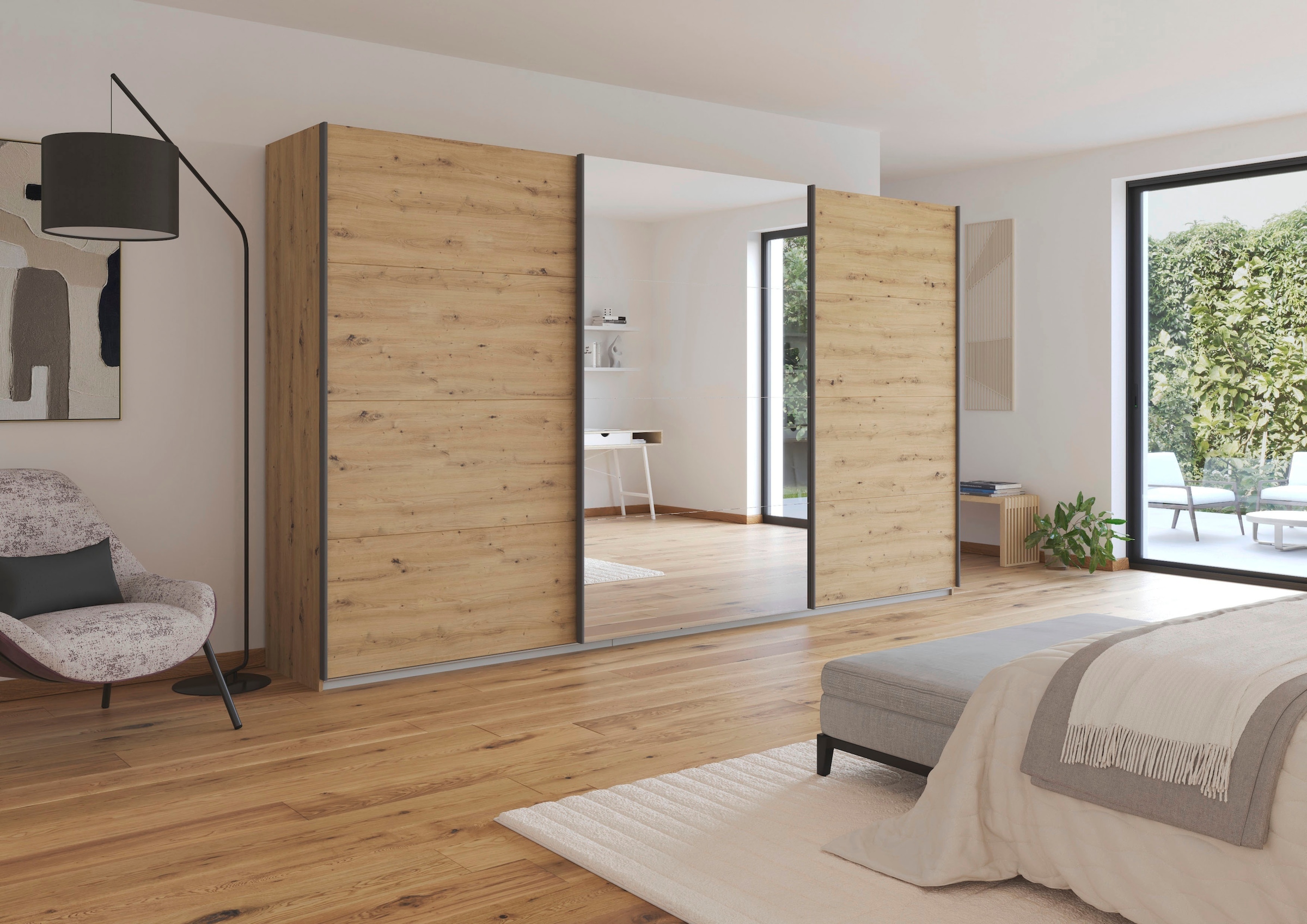 rauch Schwebetürenschrank »Kleiderschrank Schrank Garderobe AGORDO«, (in zwei Griff-Farben), Top Innenausstattung, in 4 Breiten und 2 Höhen MADE IN GERMANY