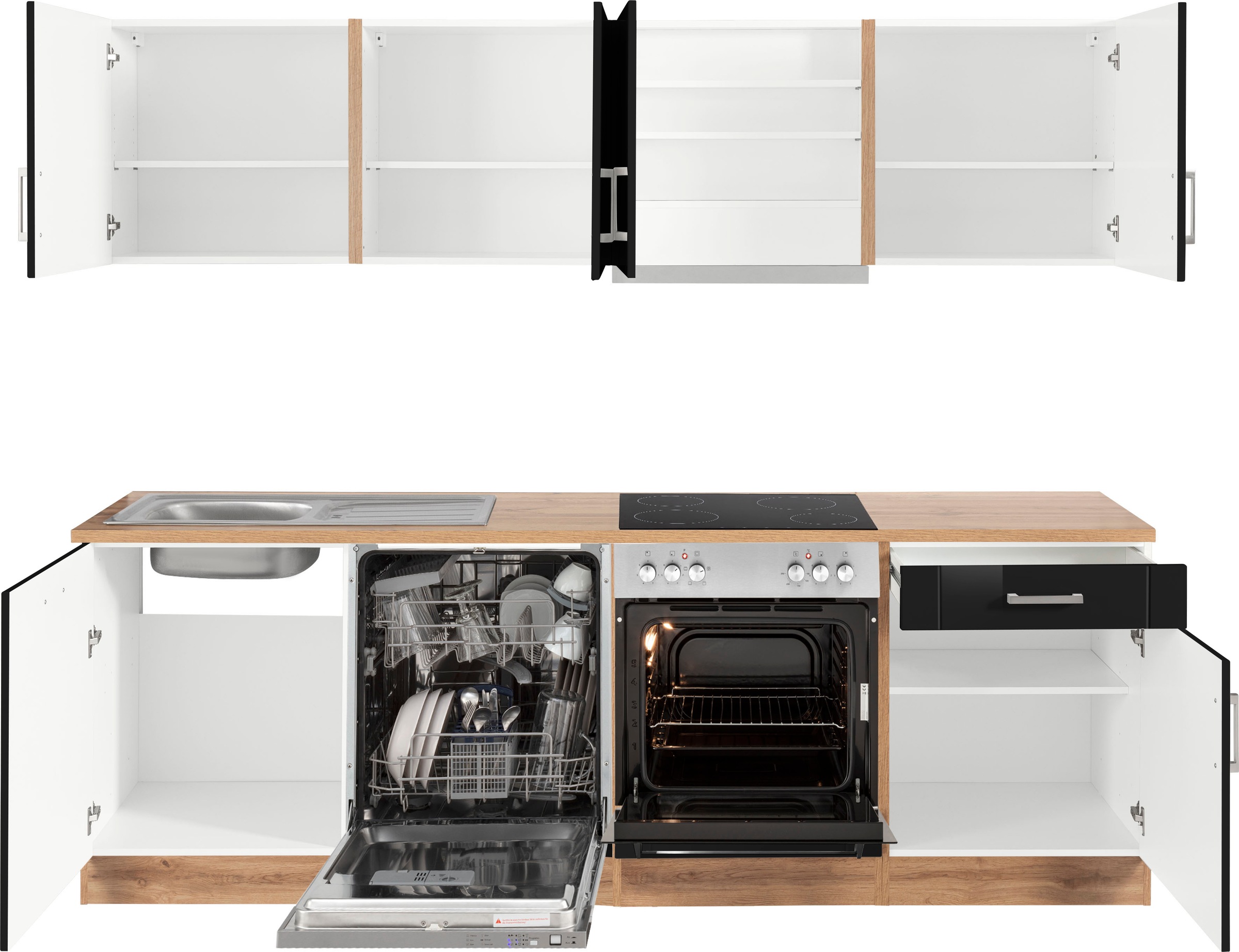 KOCHSTATION Küchenzeile »KS-Tinnum«, mit E-Geräten, Breite 240 cm