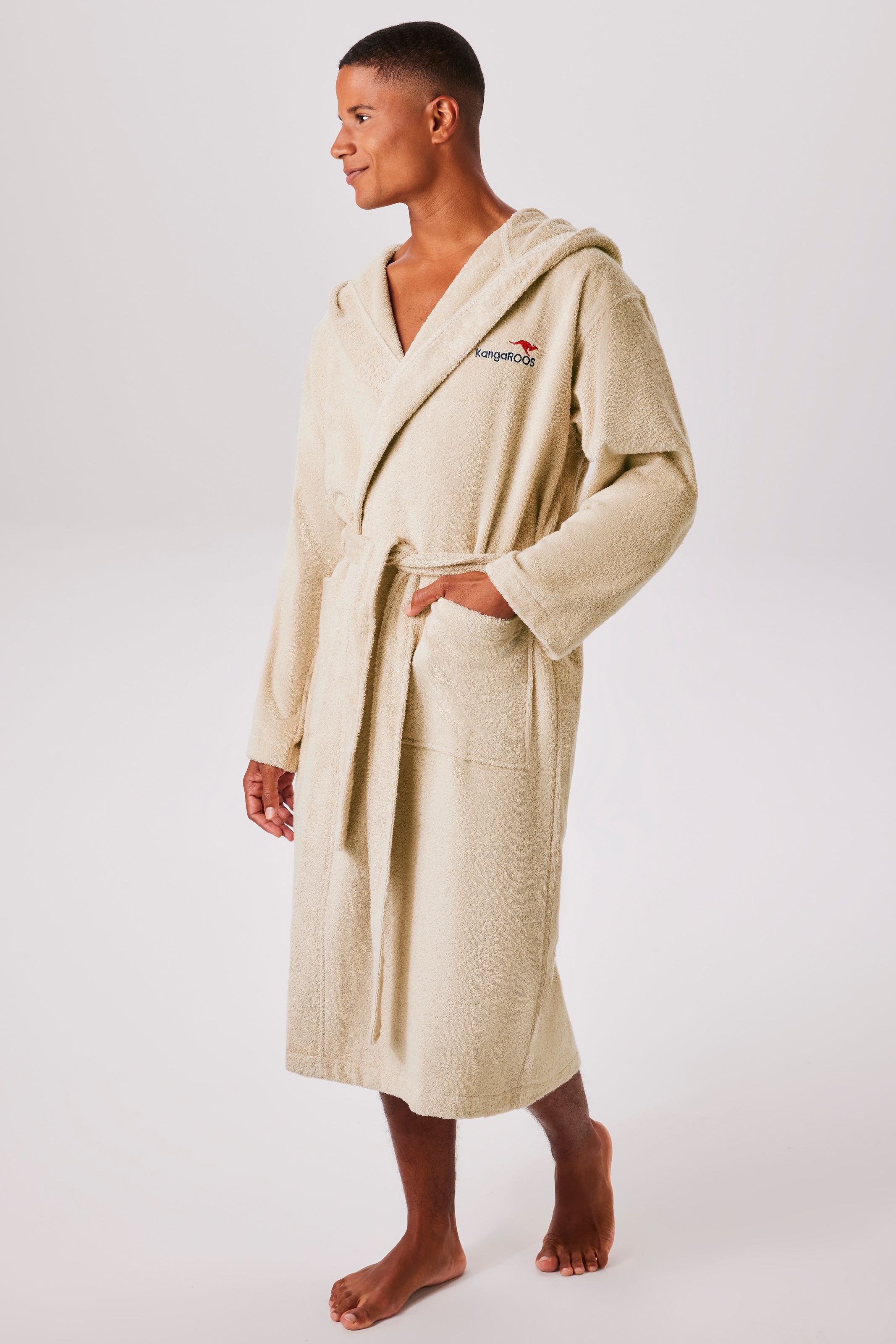 KangaROOS Unisex-Bademantel »Cassidy, für Damen & Herren, Standardlänge & Überlänge« 1 Stk. mit Taschen, Männer und Frauen, Baumwolle, Reise, Hotel, Sauna, S-3XL