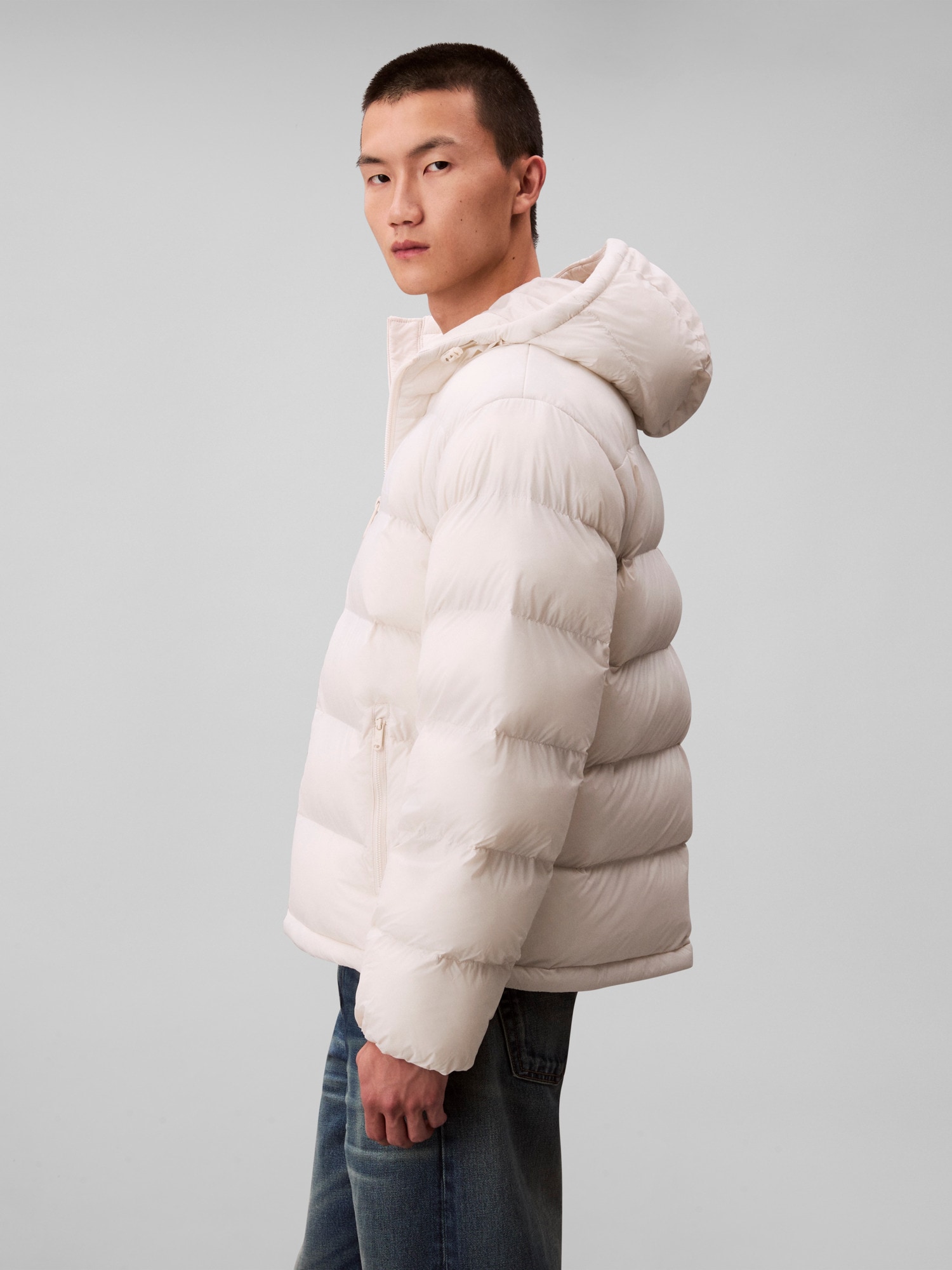 Calvin Klein Jeans Steppjacke »LS NYLON MONOGRAM PUFFER JKT« ohne Kapuze Mit Rundhalsausschnitt, regular fit
