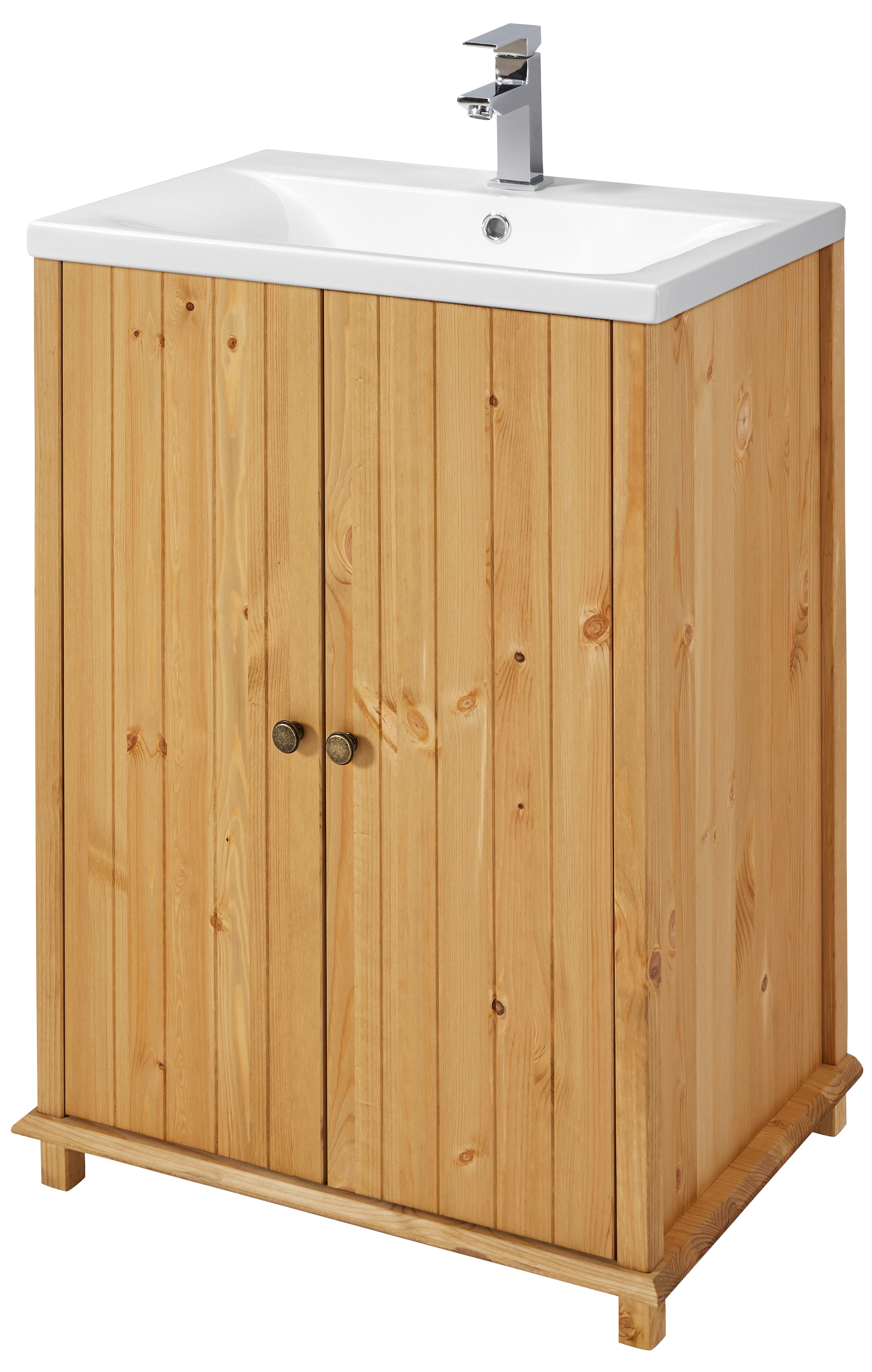 Waschtisch »Vili«, Badmöbel aus massiver Kiefer, Breite 61cm, 2 Türen