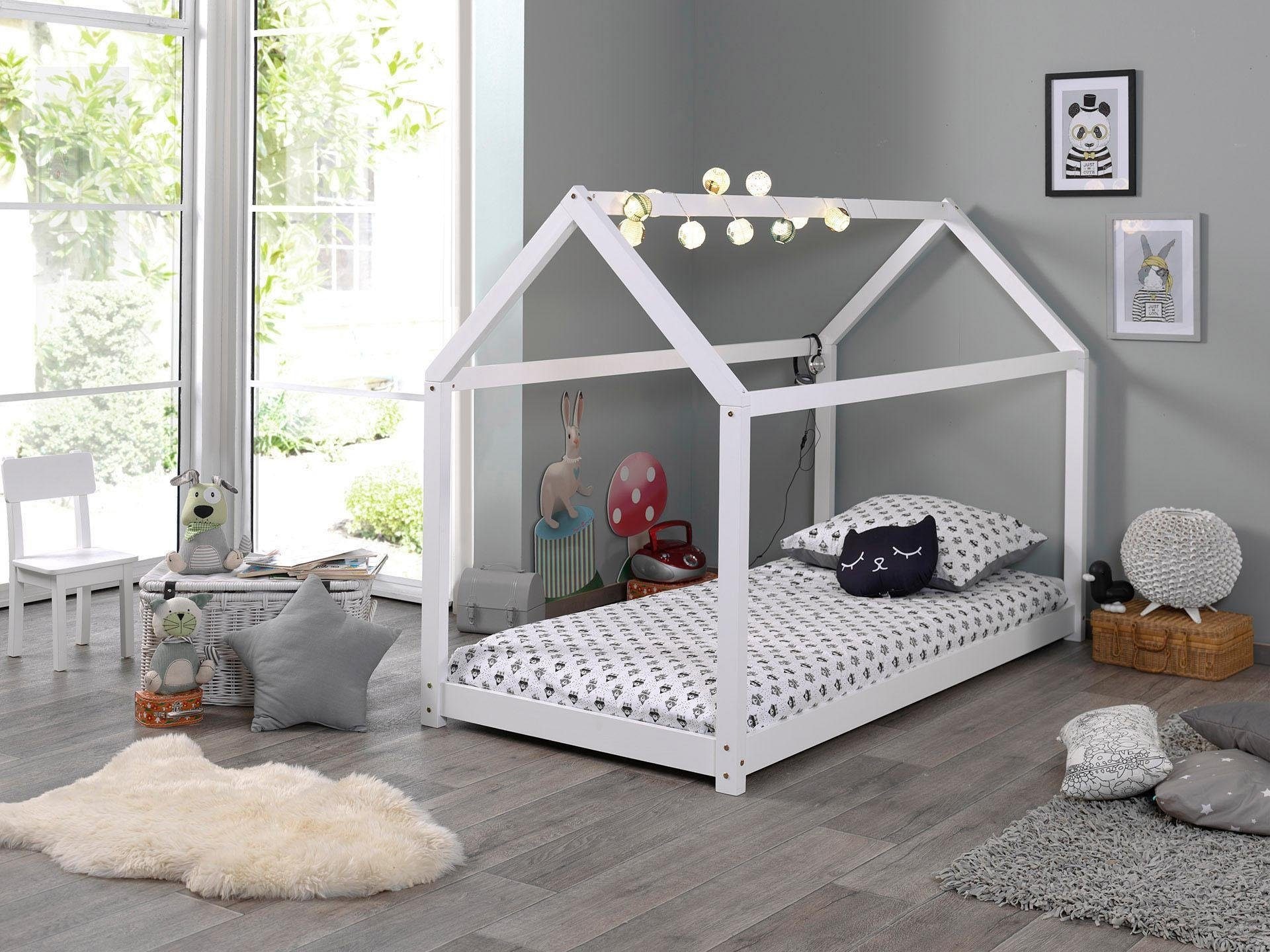 Vipack Lit cabane  90x200cm Blanc