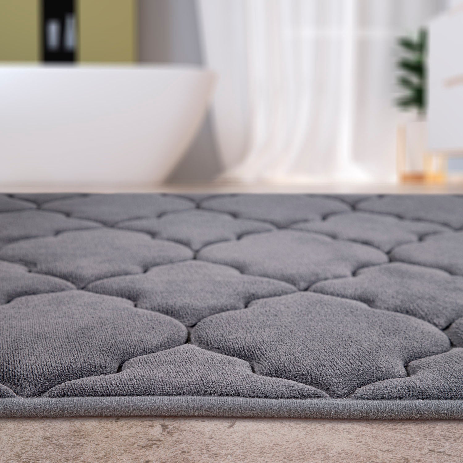 Paco Home Badematte »Corby 251«, Höhe 13 mm, rutschhemmend beschichtet, fußbodenheizungsgeeignet, Badteppich, Ornamente, Hoch-Tief Effekt, Memory-Foam Effekt