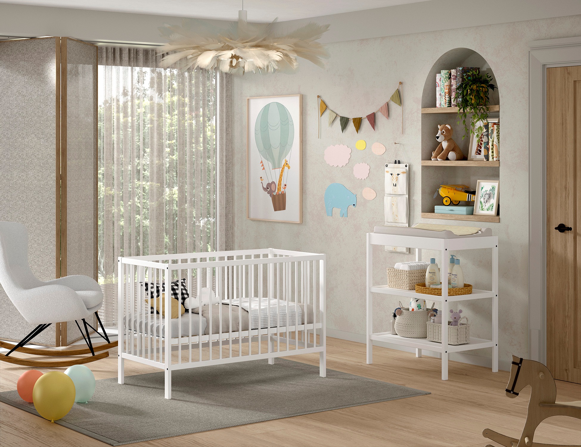 Vipack Babymöbel-Set »Dino ist das ideale Start Set für Ihr Kind aus massiver Buche«, (2 tlg.), Babybett u. Wickelregal inkl., wahlweise in 3 Farben erhältlich