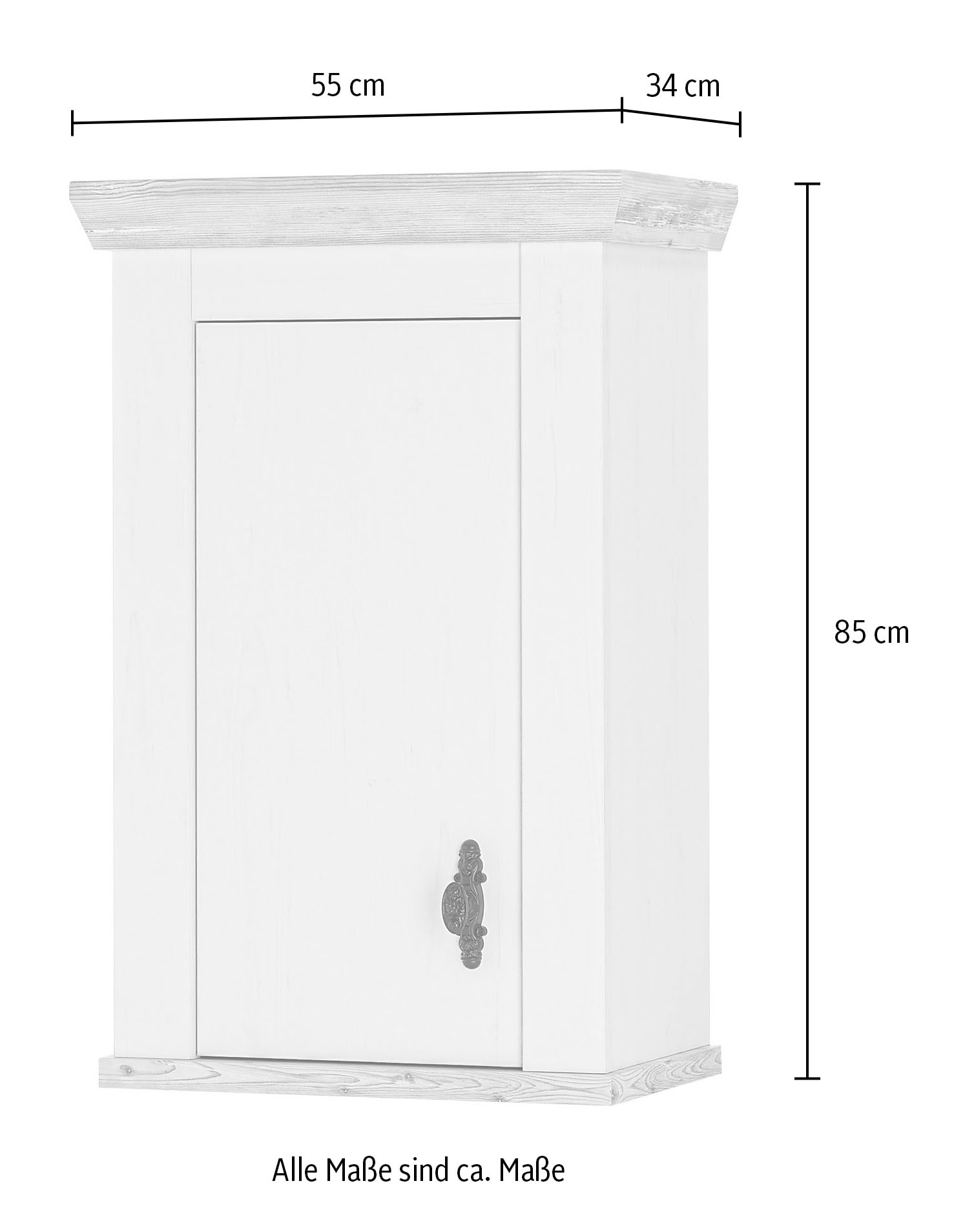 Home affaire Küchenzeile »Florenz, Küche in Pinie Weiß, mit Herdumbau, ohne E-Geräte«, (Set), Breite 364 cm, mit verschnörkelten Metallgriffen, Arbeitshöhe 92 cm