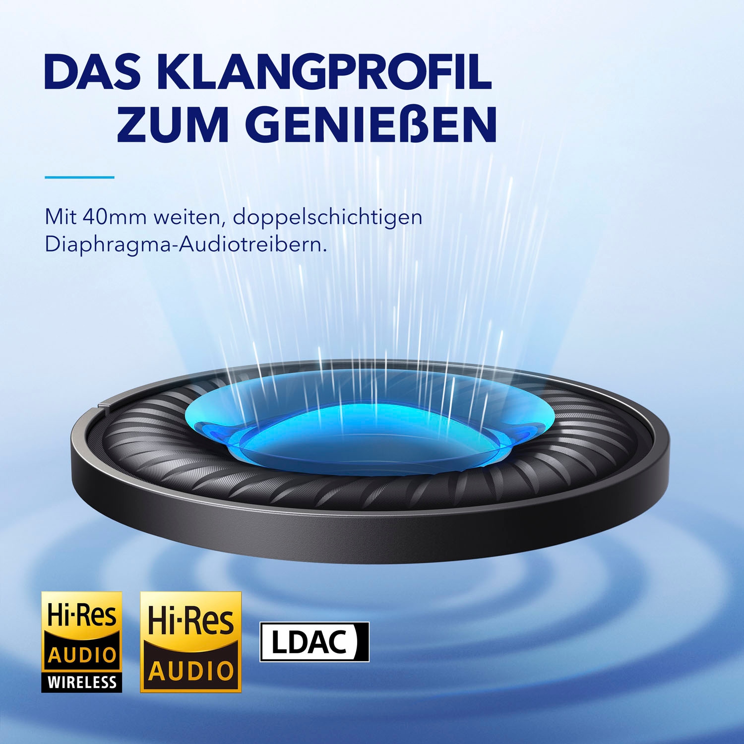 Anker Bluetooth-Kopfhörer »Soundcore Space Q45«, Bluetooth-AVRCP Bluetooth-A2DP Bluetooth-HFP, Adaptive Noise-Cancelling-Freisprechfunktion-Hi-Res-kompatibel mit Siri