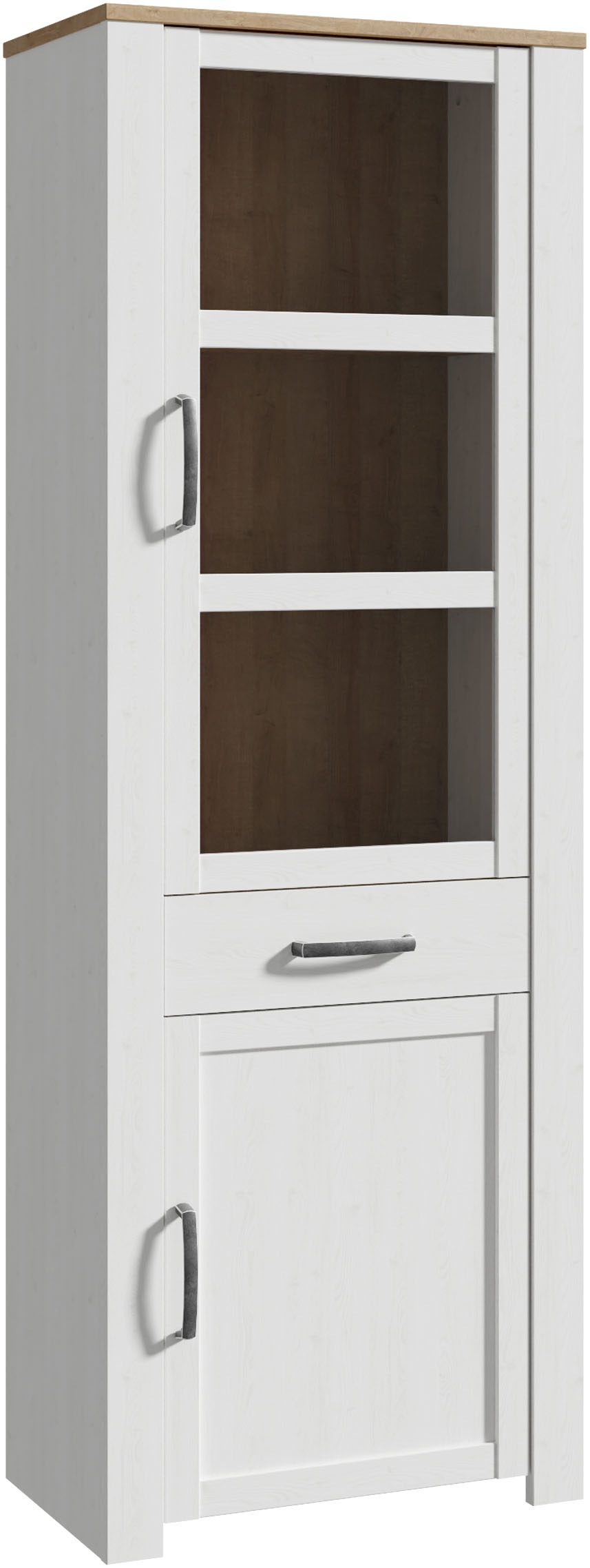 FORTE Highboard »Bohol, Vitrine, 1 Glastüre,1 SK, 1 Türe« B/H/T 71,7/205,4/42 cm Beleuchtung optional bestellbar