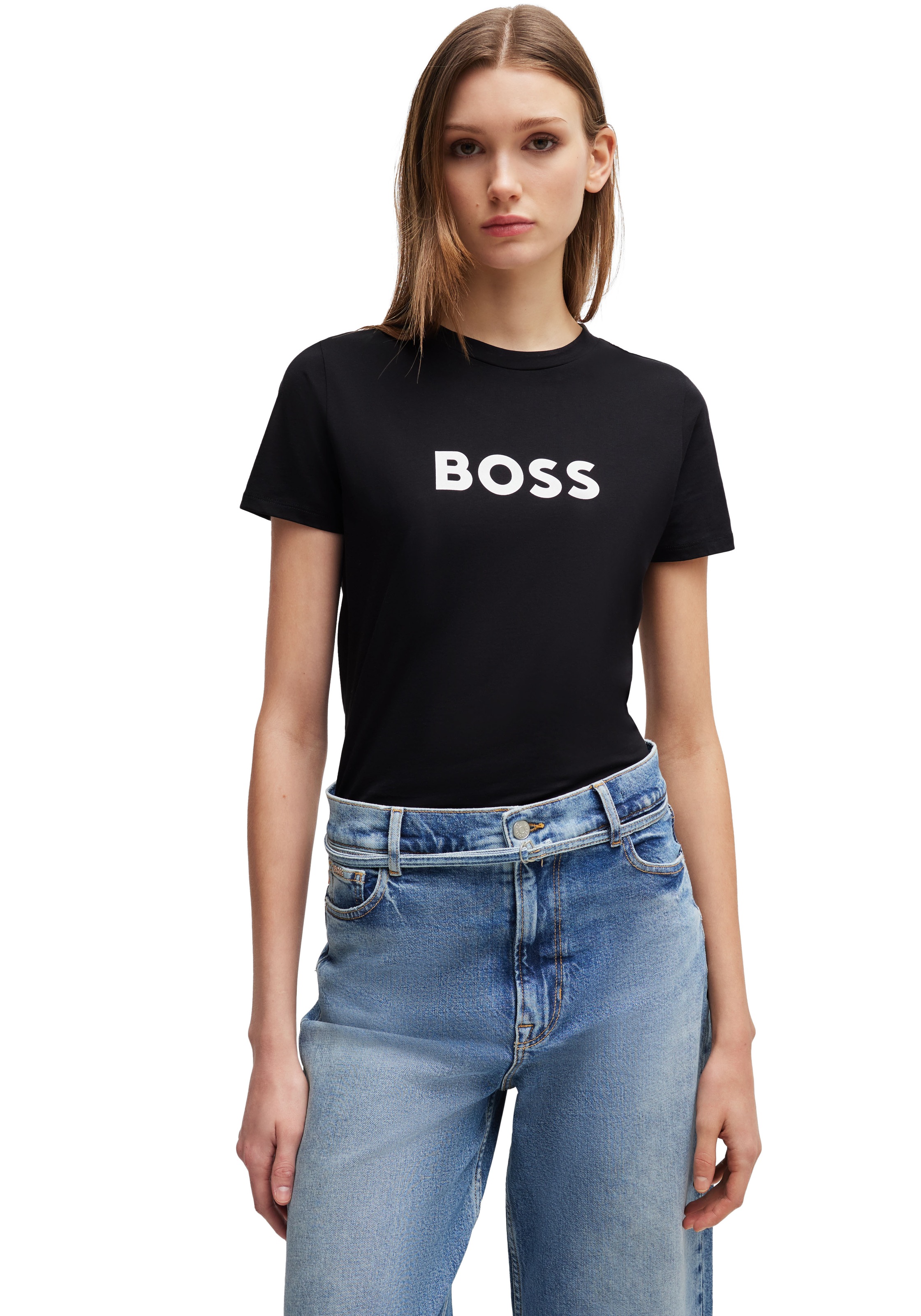 BOSS ORANGE T-Shirt »Elogo Premium Damenmode«, mit BOSS-Schriftzug