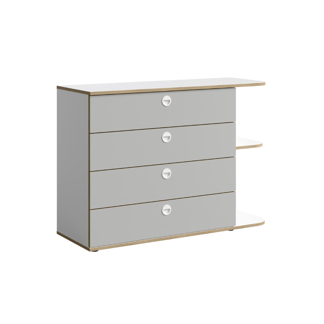 Home affaire Kommode »ELLETE Schrank mit 4 Schubladen und 2 offene Fächer, Breite 116 cm« Sideboard mit viel Stauraum, Maße B/T/H: 116/42/82,7 cm