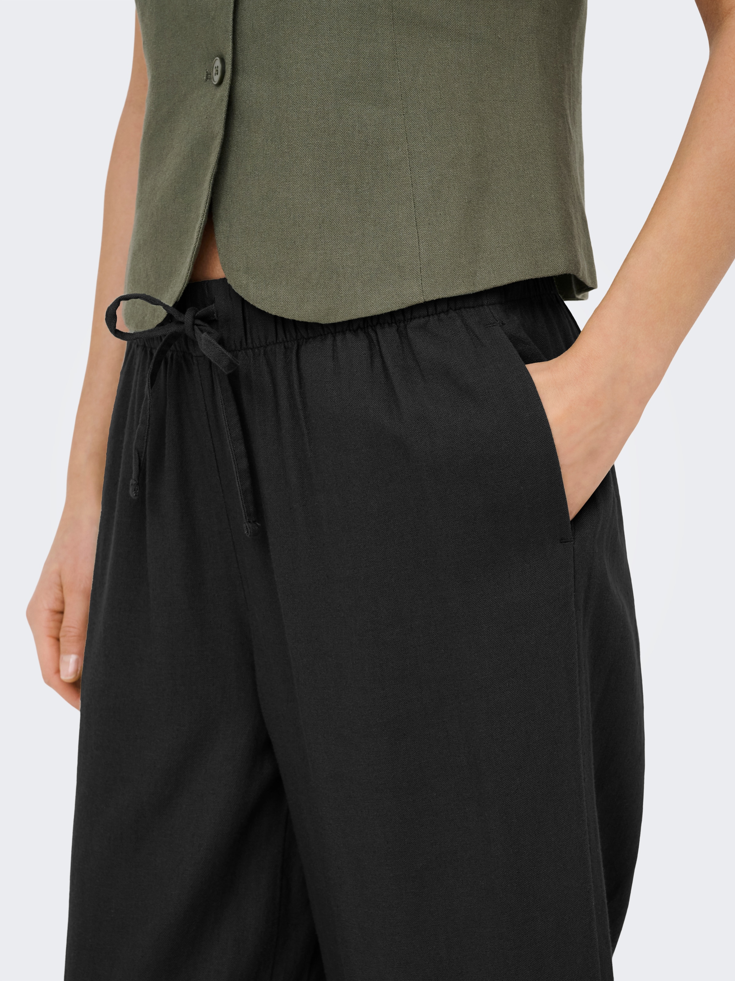 ONLY Culotte »ONLGOA MW LIN BL PULL-UP CULOTTE CC PNT«  mit Leinen