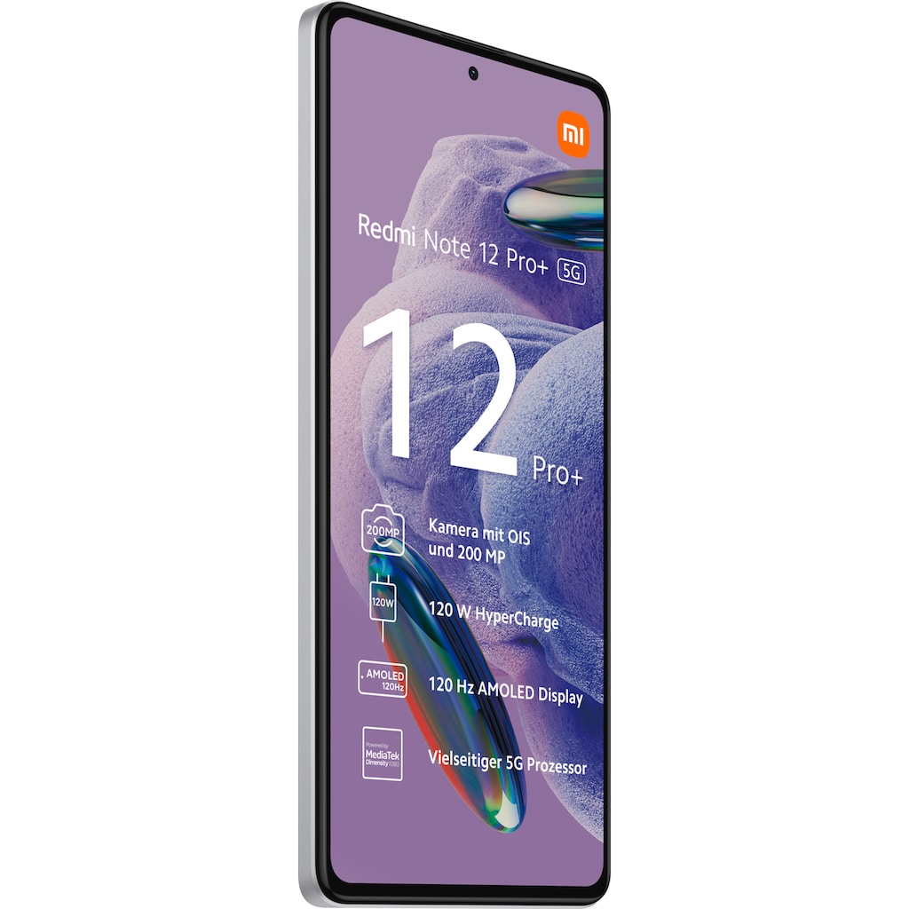 Xiaomi Smartphone »Redmi Note 12 Pro+ 5G 8GB+256GB«, Weiß, 16,94 cm/6,67 Zoll, 256 GB Speicherplatz, 200 MP Kamera