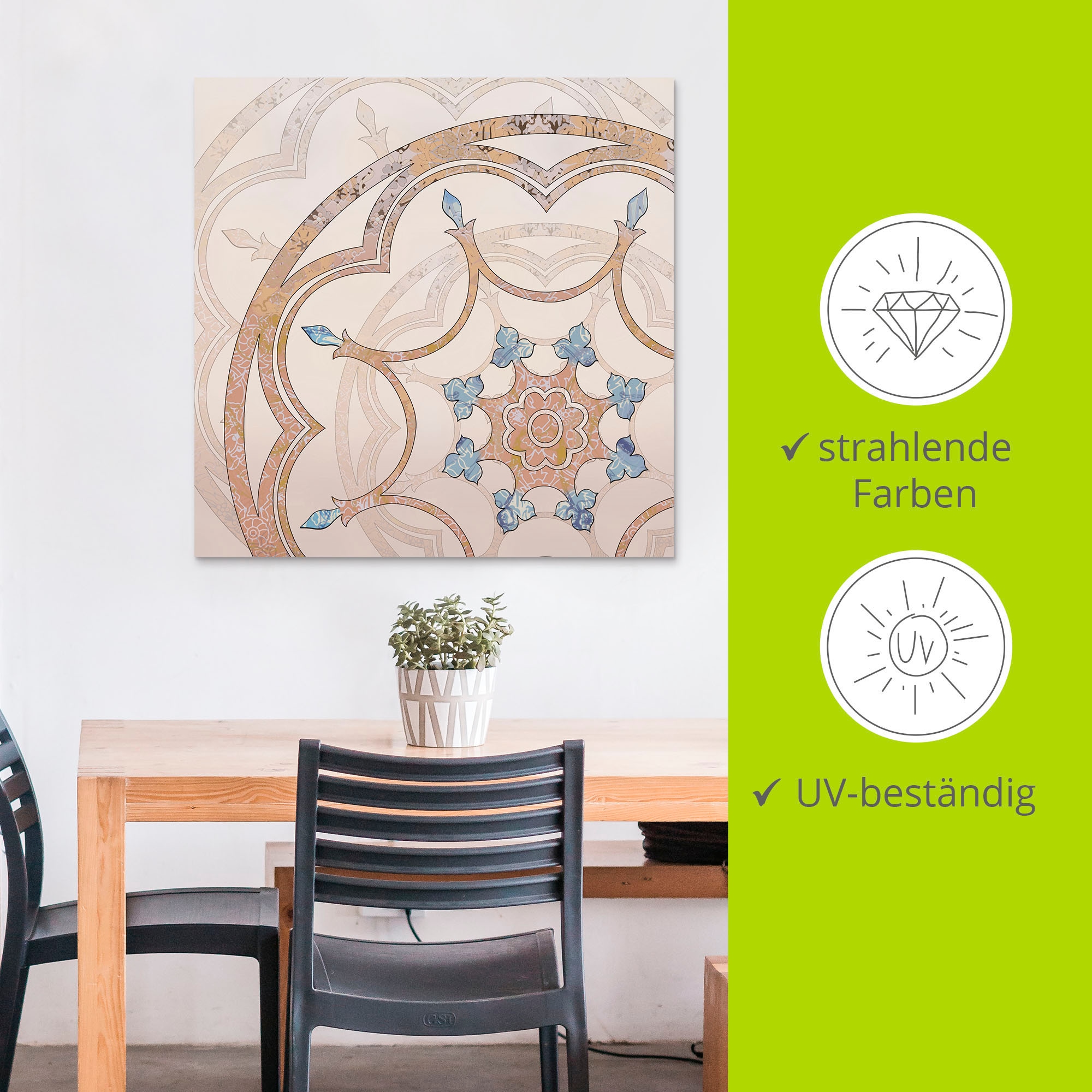 Artland Alu-Dibond-Druck »Boho Mandala« Muster 1 Stk. tlg. für Innen- und Außenbereich geeignet, Outdoorbild