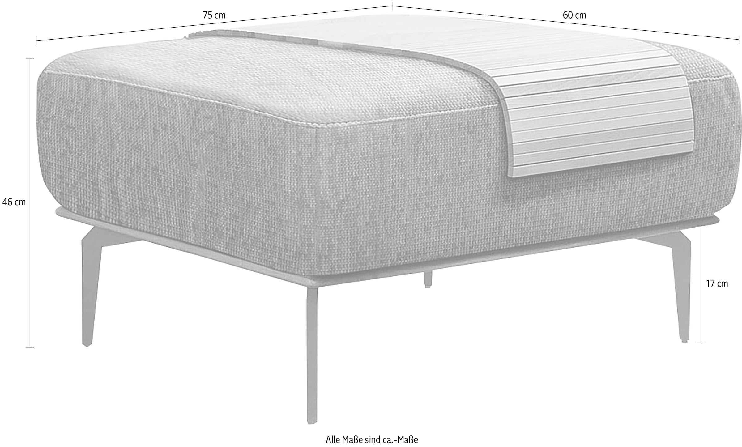 W.SCHILLIG Polsterhocker »run« mit Holzsockel, Füße in Schwarz pulverbeschichtet, Breite 75 cm