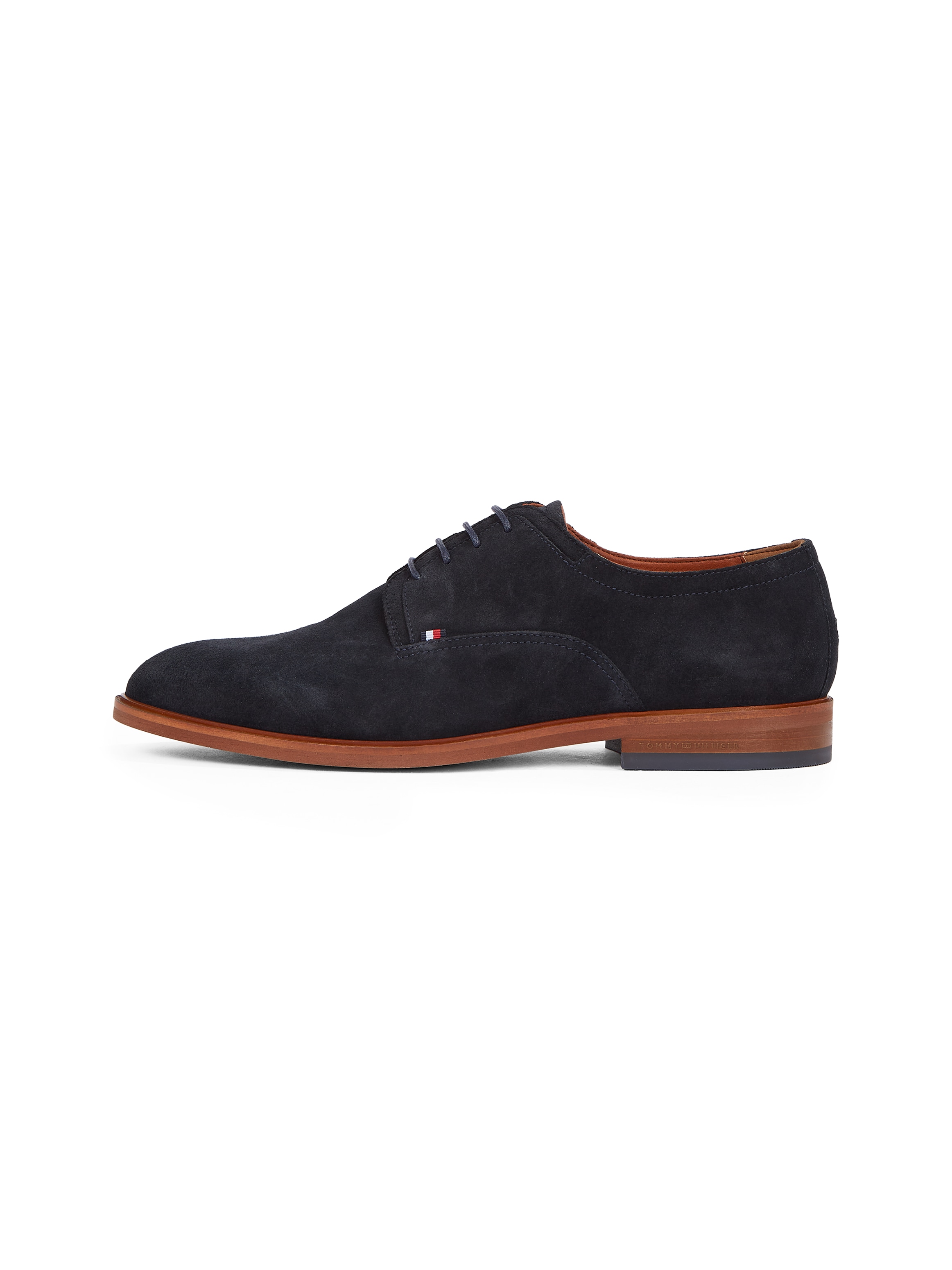 Tommy Hilfiger Schnürschuh »HILFIGER THUNIT SUEDE SHOE«, Blockabsatz, Businessschuh, Festtagsschuh in schmaler Form