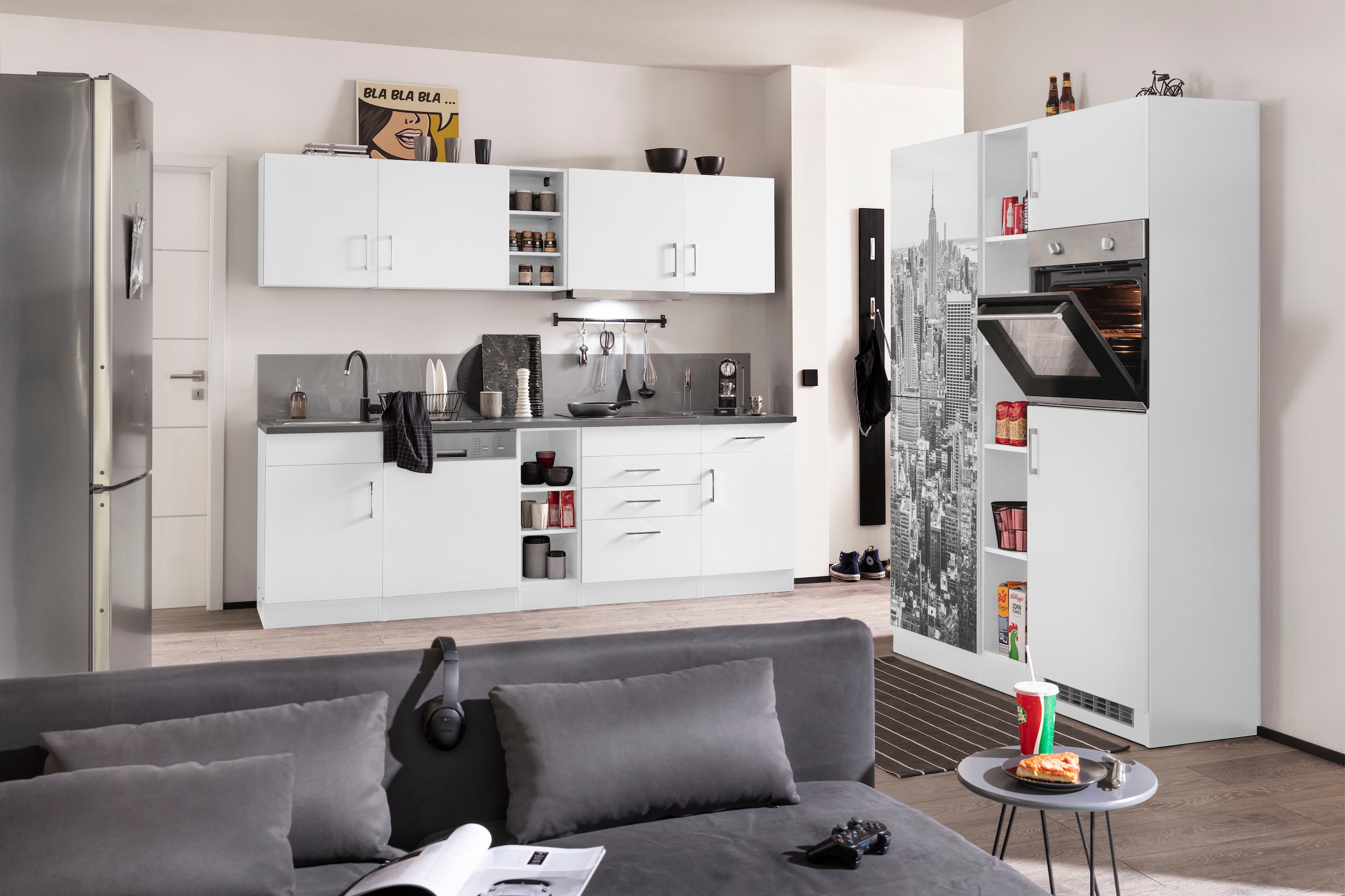 KOCHSTATION Küchenzeile »KS-Paris«, mit E-Geräten, Breite 400 cm