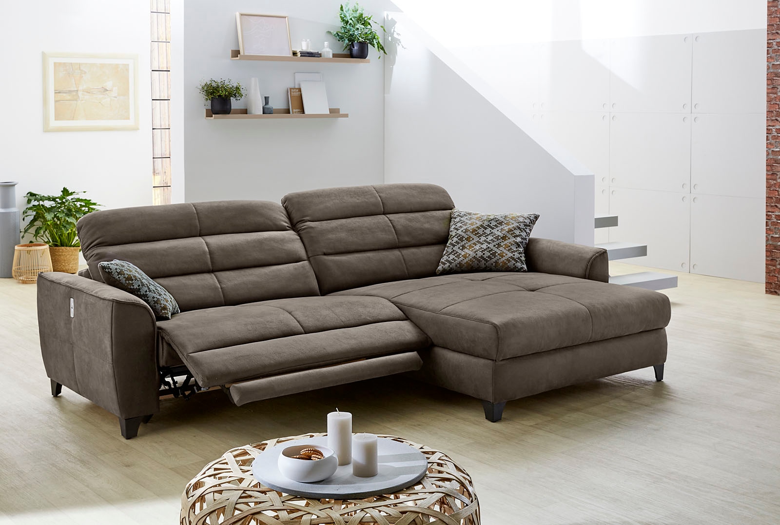 Jockenhöfer Gruppe Ecksofa »Double One L-Form«, mit 2x 120cm breiten, elektromotorischen Relaxfunktionen