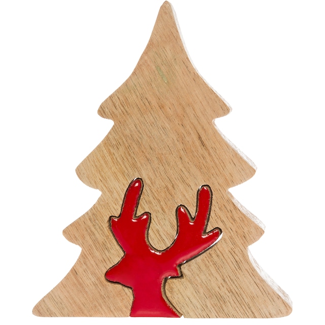 Myflair Möbel & Accessoires Dekobaum »Deko Puzzle Baum, mit Rentier«,  Weihnachtsdeko aus Holz, Weihnachtsbaum, Höhe ca. 17 cm bequem kaufen