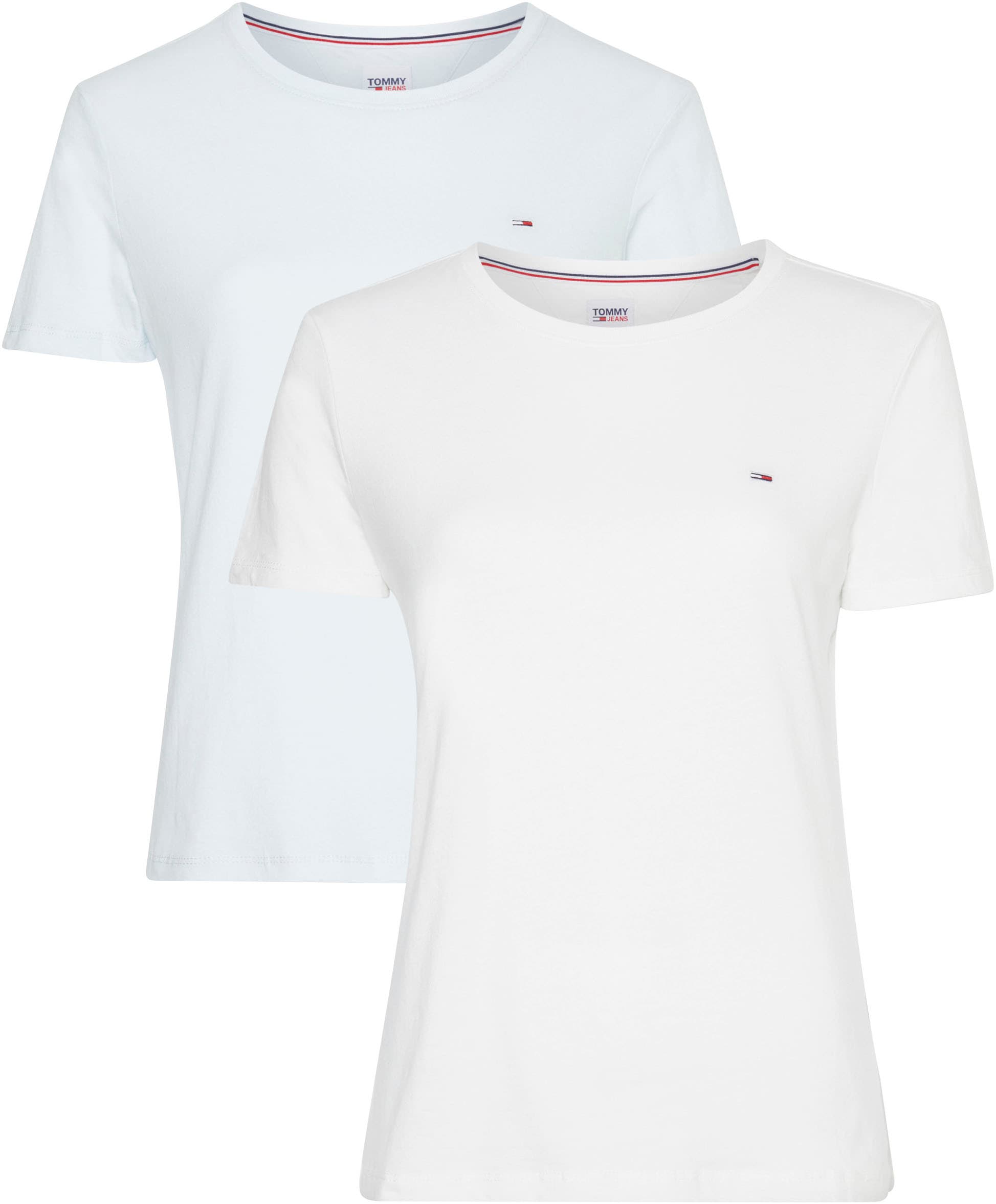 Tommy Jeans Rundhalsshirt »TJW 2PACK SOFT JERSEY TEE«, (2 tlg., 2er-Pack), mit Tommy Jeans Logo-Flag-Stickerei
