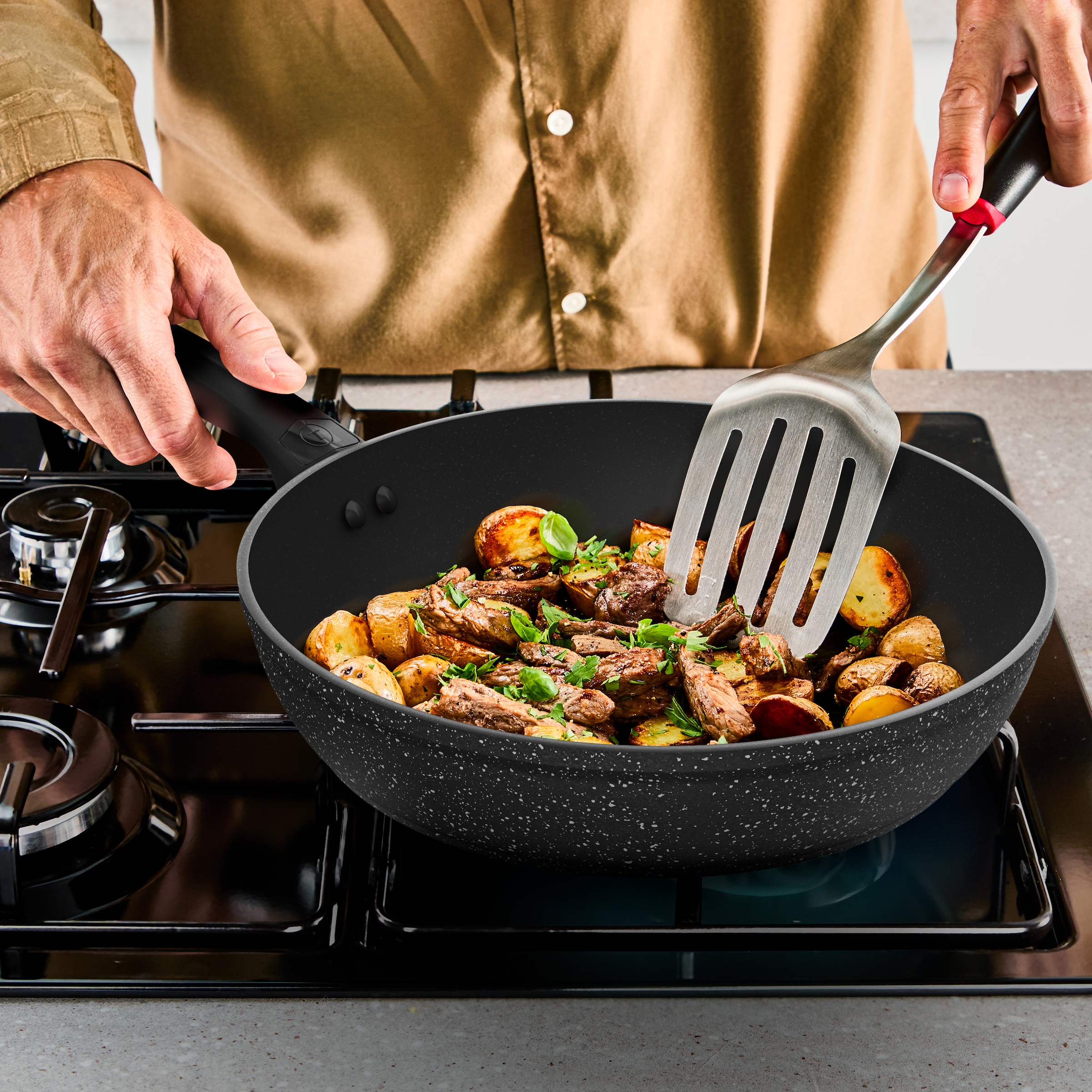 Tefal Schmorpfanne »Excell'Cook« Aluminium 1 Schmorpfanne 24 cm inkl. Glasdeckel,  leistungsstarke Antihaftbeschichtung, Induktion, metallspatelsicher