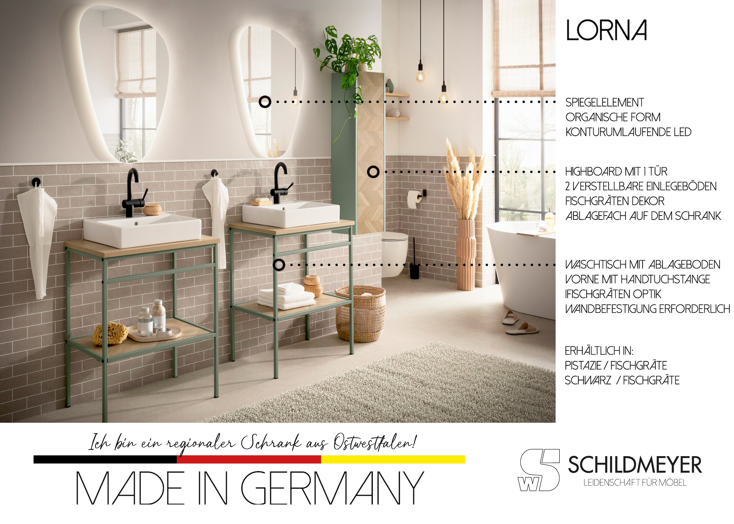 welltime LED-Lichtspiegel »Lorna, Breite 55 cm« organische Form