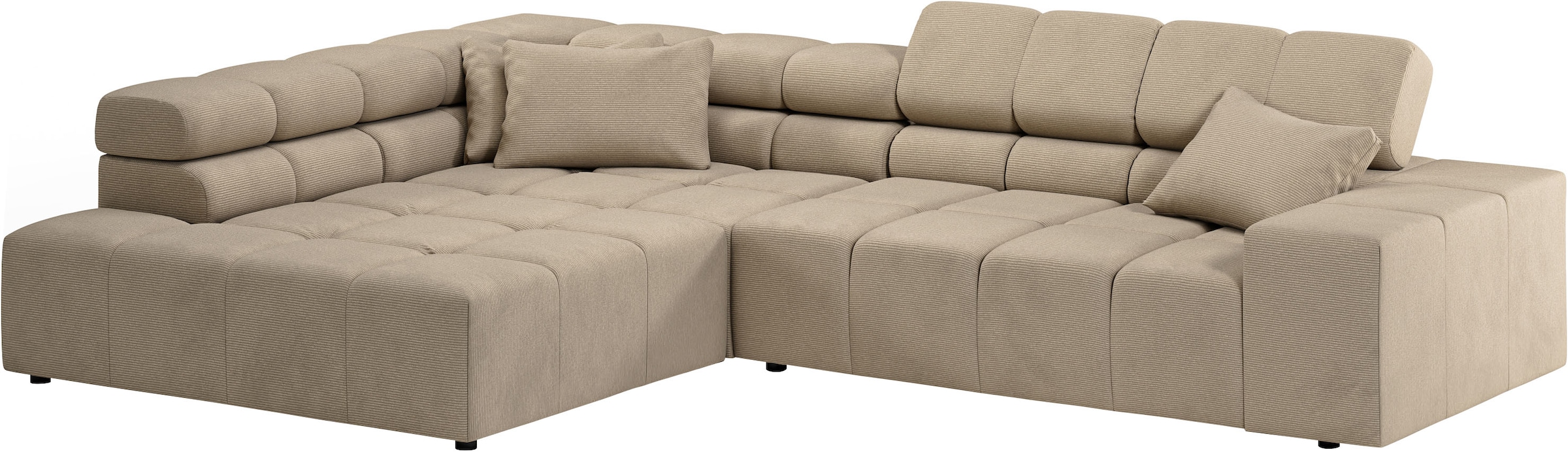 INOSIGN Ecksofa »Ancona incl. Kopfteilverstellung, Breite 319cm, L-Form«, wahlweise motorische Sitztiefenverstellung, auch in Cord + Easy Care