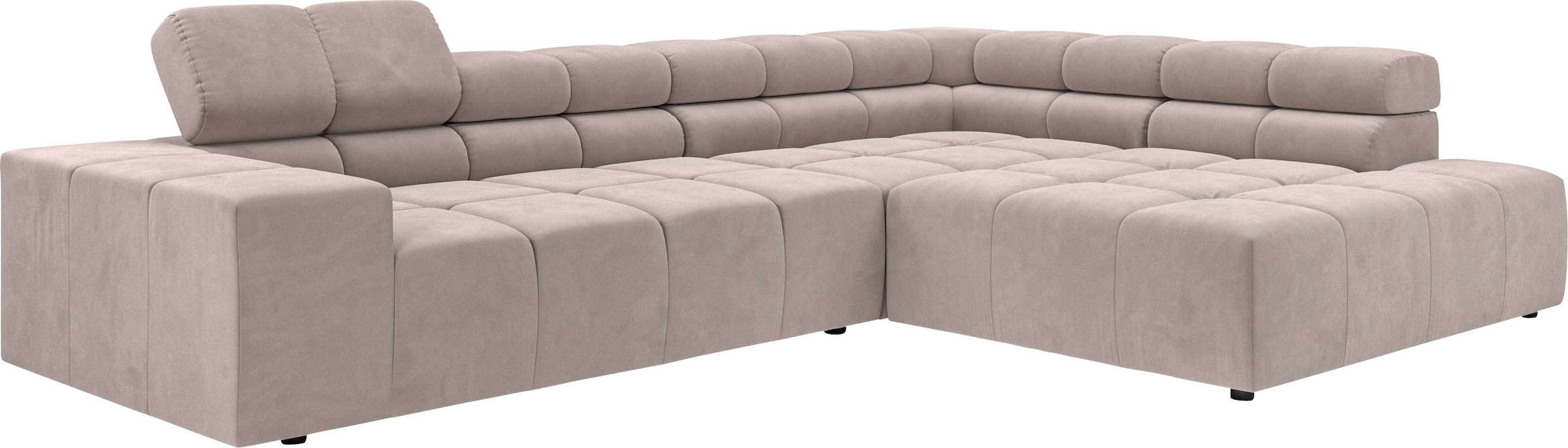 INOSIGN Ecksofa »Ancona incl. Kopfteilverstellung, Zierkissen Breite 319cm, L-Form«, wahlweise motorische Sitztiefenverstellung, auch in Cord + Easy Care