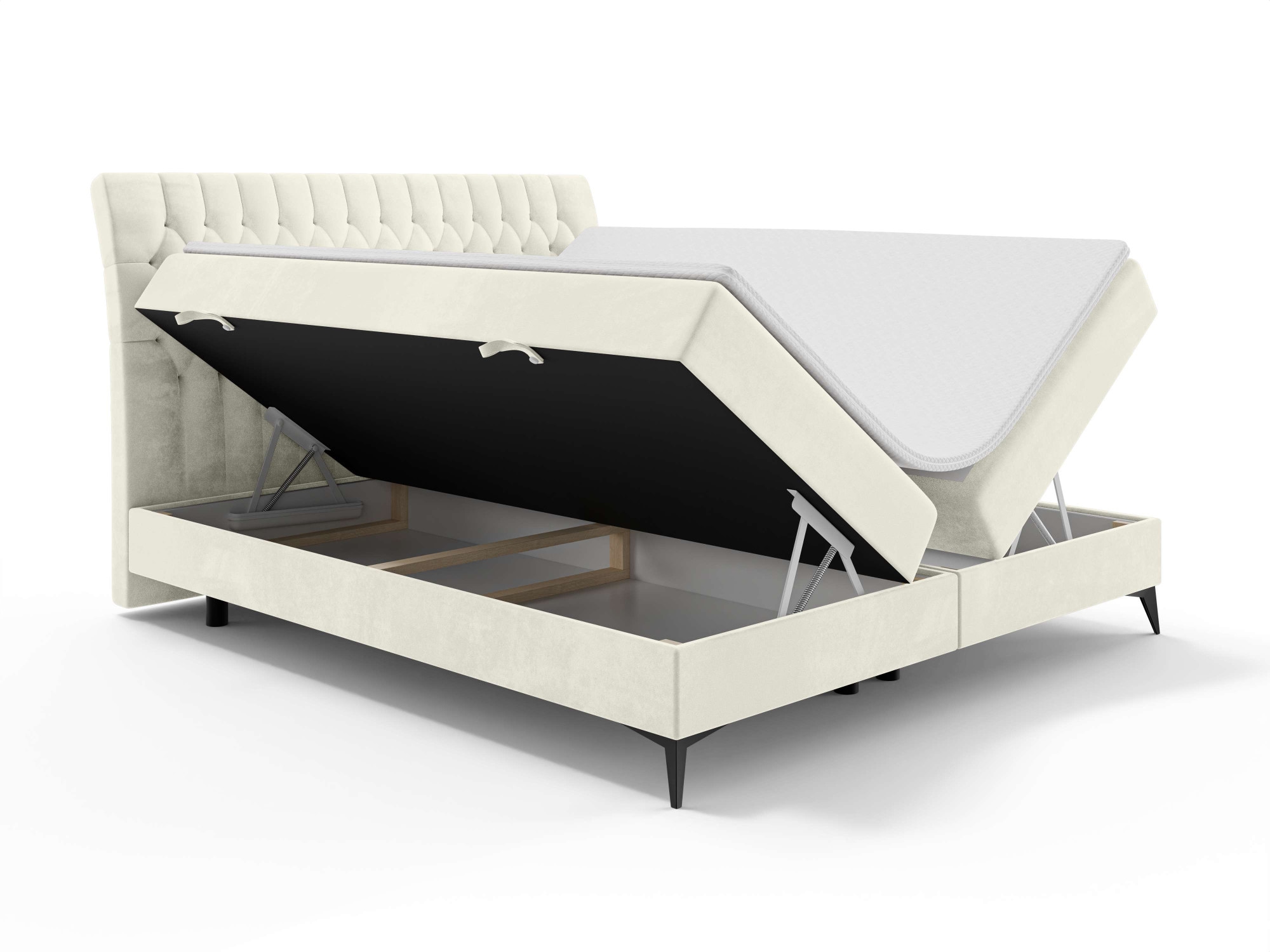 Leonique Polsterbett »SYDNEE mit Matratze und Topper, in 2 Breiten (160 und 180 cm)«, Boxspringbett mit Kopfteil, Bettkasten, Matratze (BFK/TFK) und Topper
