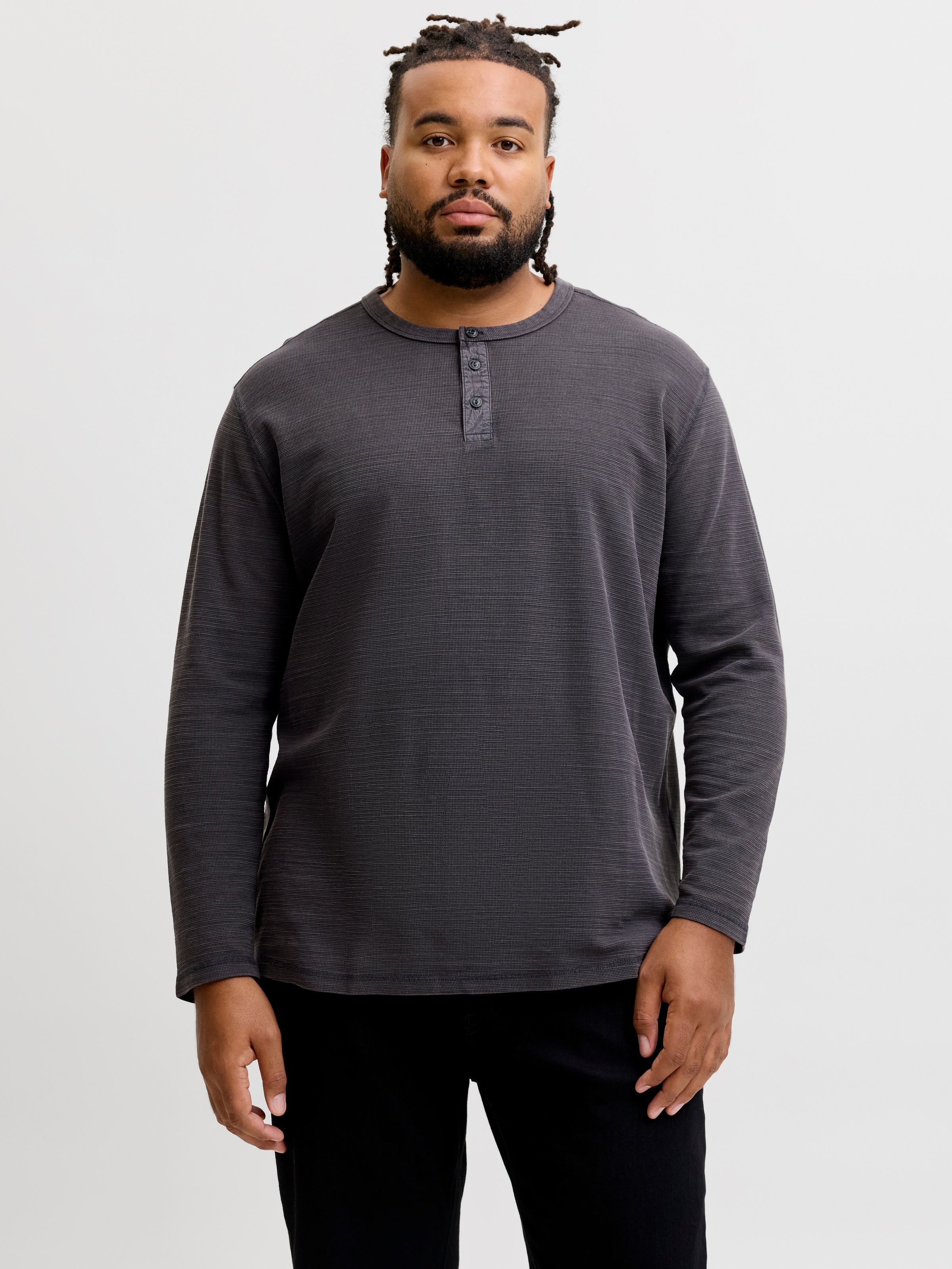 Jack & Jones PlusSize Langarmshirt »JPRBLUAARON LS HENLEY TEE PLS« Baumwollmischung, regular fit