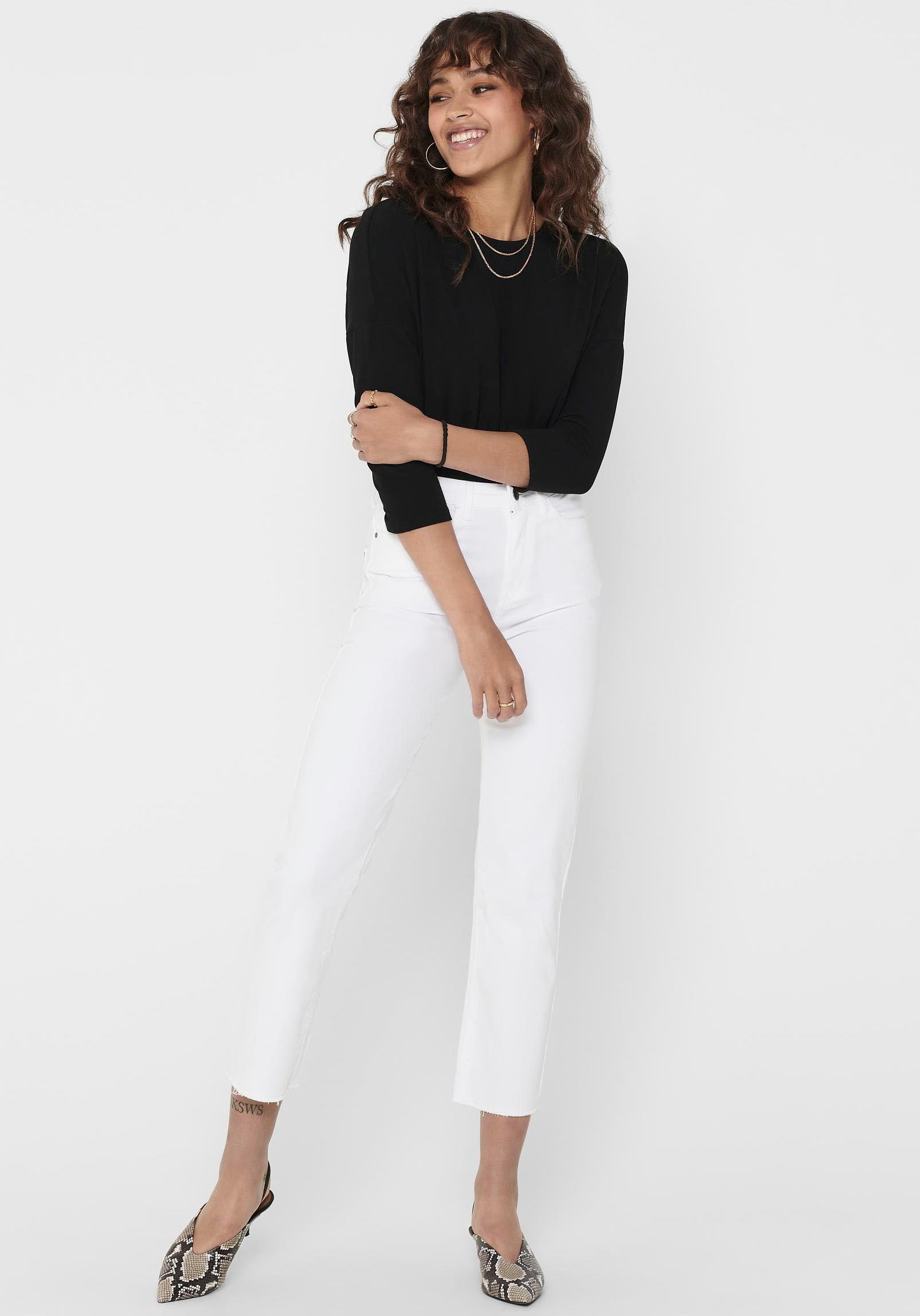 ONLY 3/4-Arm-Shirt »ONLGLAMOUR 3/4 TOP JRS NOOS«, in lässiger Oversize-Form