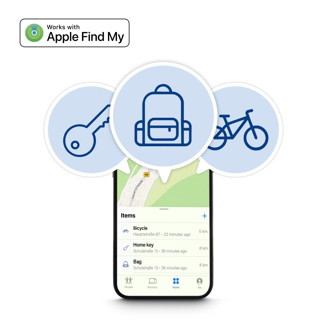 Hama GPS-Tracker »Schlüsselfinder für Apple „Wo ist“-App (Bluetooth, Alarm, iOS, 4 St.)«, AirTag Alternative, Tracker