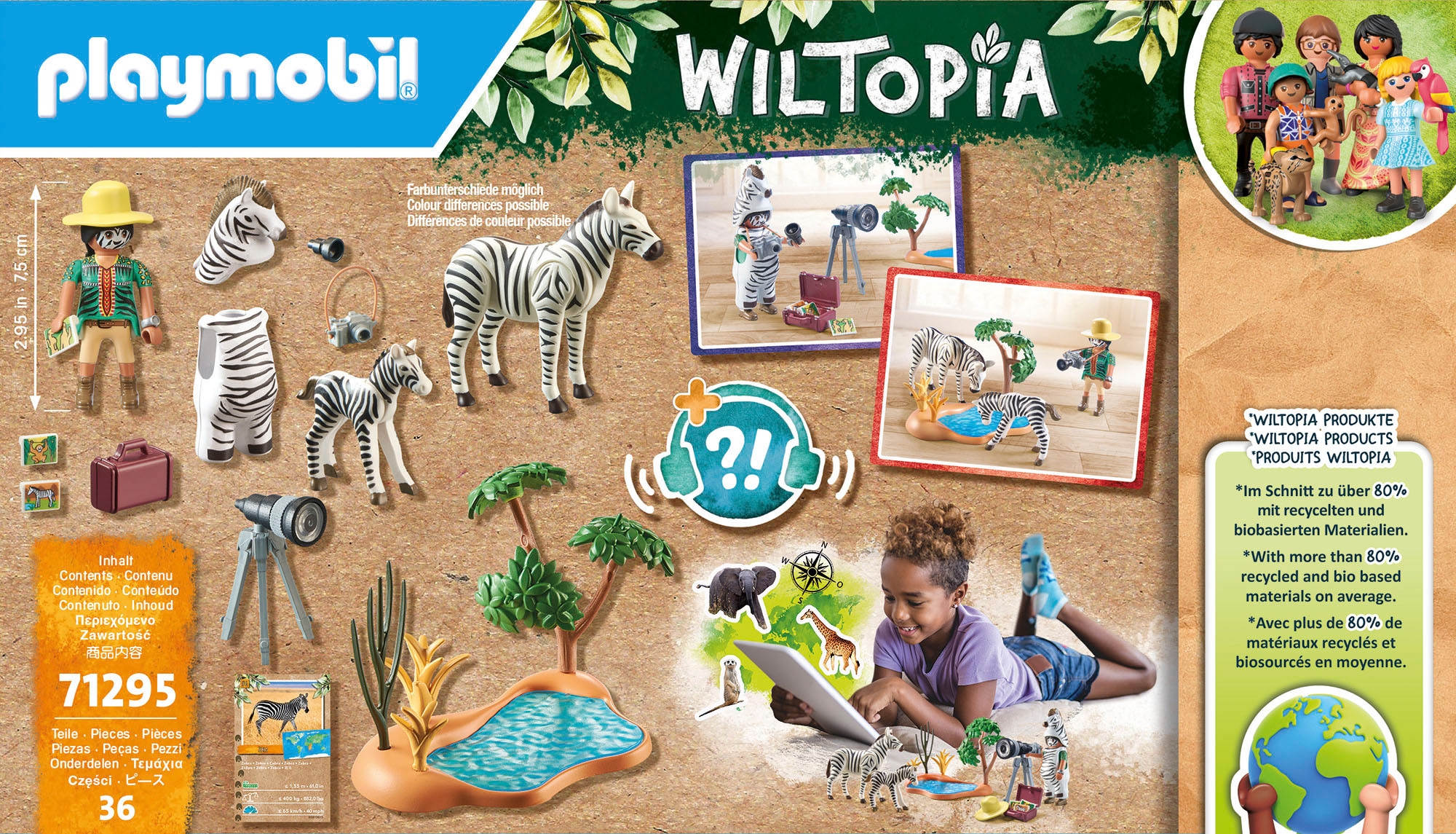 Playmobil® Konstruktions-Spielset »Unterwegs mit der Tierfotografin (71295), Wiltopia«, (36 St.), teilweise aus recyceltem Material; Made in Europe