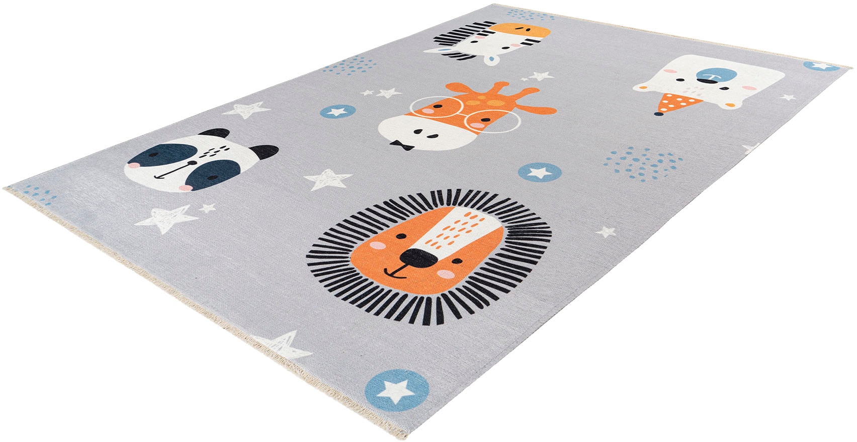Obsession Kinderteppich »My Greta 603«, rechteckig, 6 mm Höhe, Kurzflor, Motiv Tiere, mit Fransen, Kinderzimmer