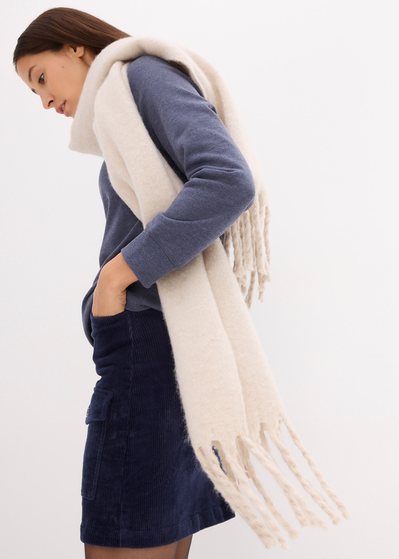 bonprix Sweatshirt, 2 Stk. bequeme Passform, hüftbedeckende Länge, mit Rundhalsausschnitt
