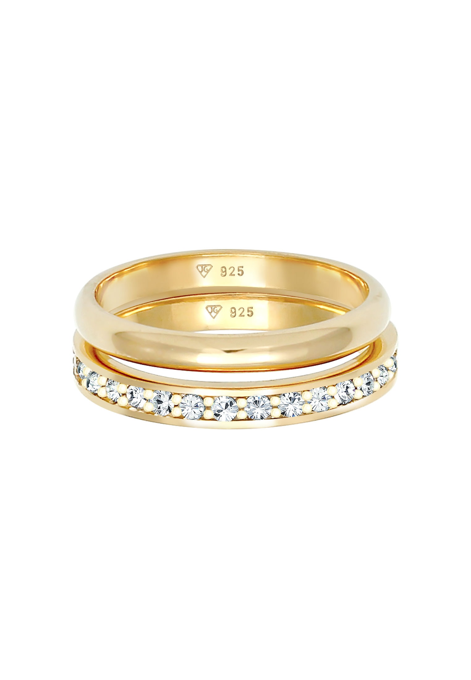 Elli Ring-Set »Ring Kristalle Memoire Bandring Basic (2 tlg.) 925 Sterling Silber«