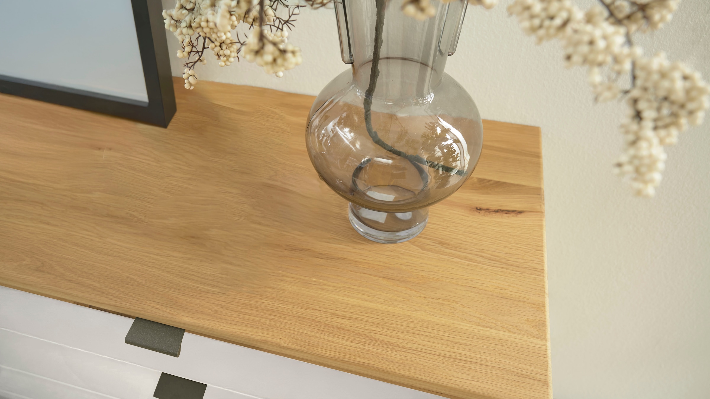 WIEMANN Schubkastenkommode »Cardiff Sideboard, Wäscheschrank, teilmassiv Bianco-Eiche, Schubladen« Glas- oder Massivholzfront, verschiedene Breiten, MADE IN GERMANY,  Schubkästen inklusive Selbsteinzug und Dämpfung